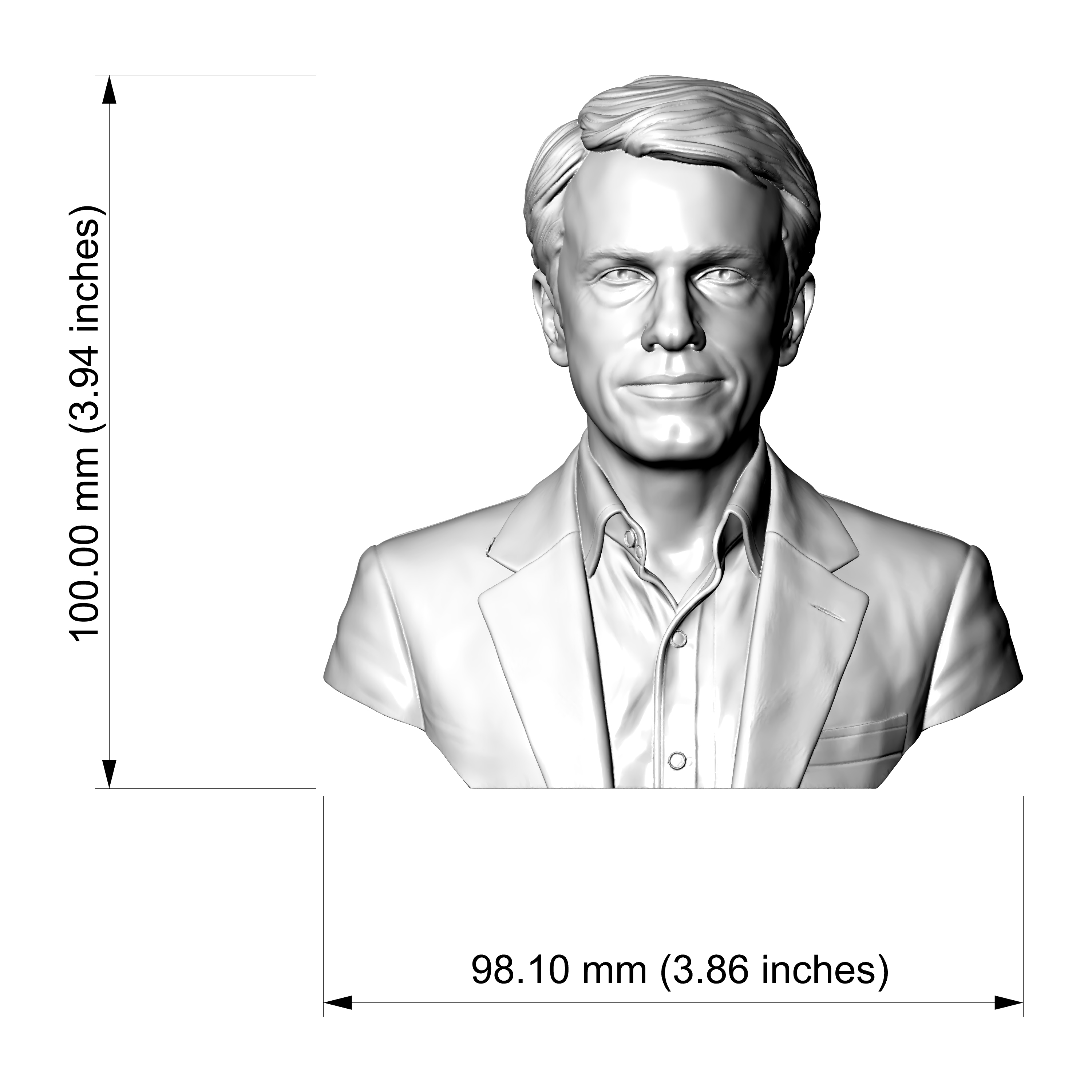 Christoph Waltz 3D Printable Bust 3D Model