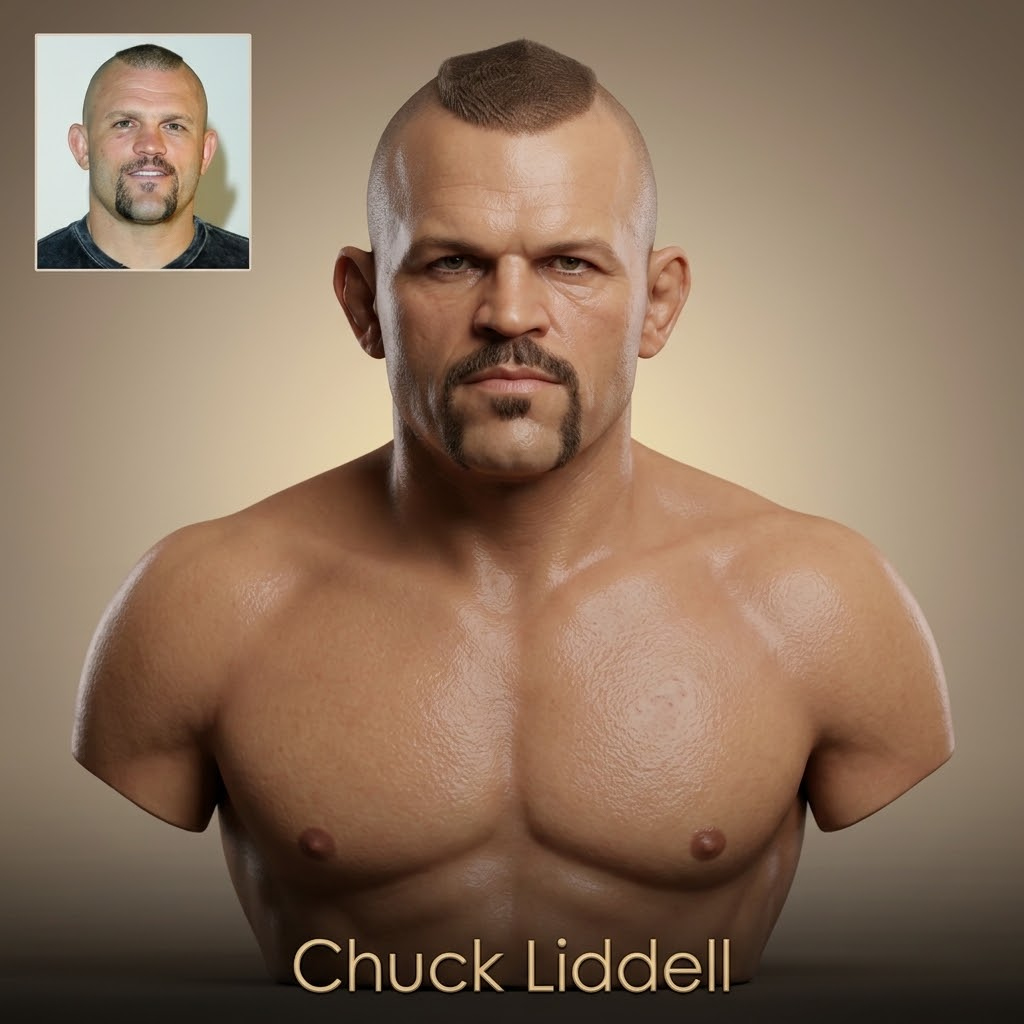 Chuck Liddell UFC Champion Fighter 3D Printable Bust 3D Model