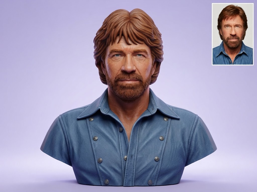 Chuck Norris Portrait Bust 3D Printable 3D Model