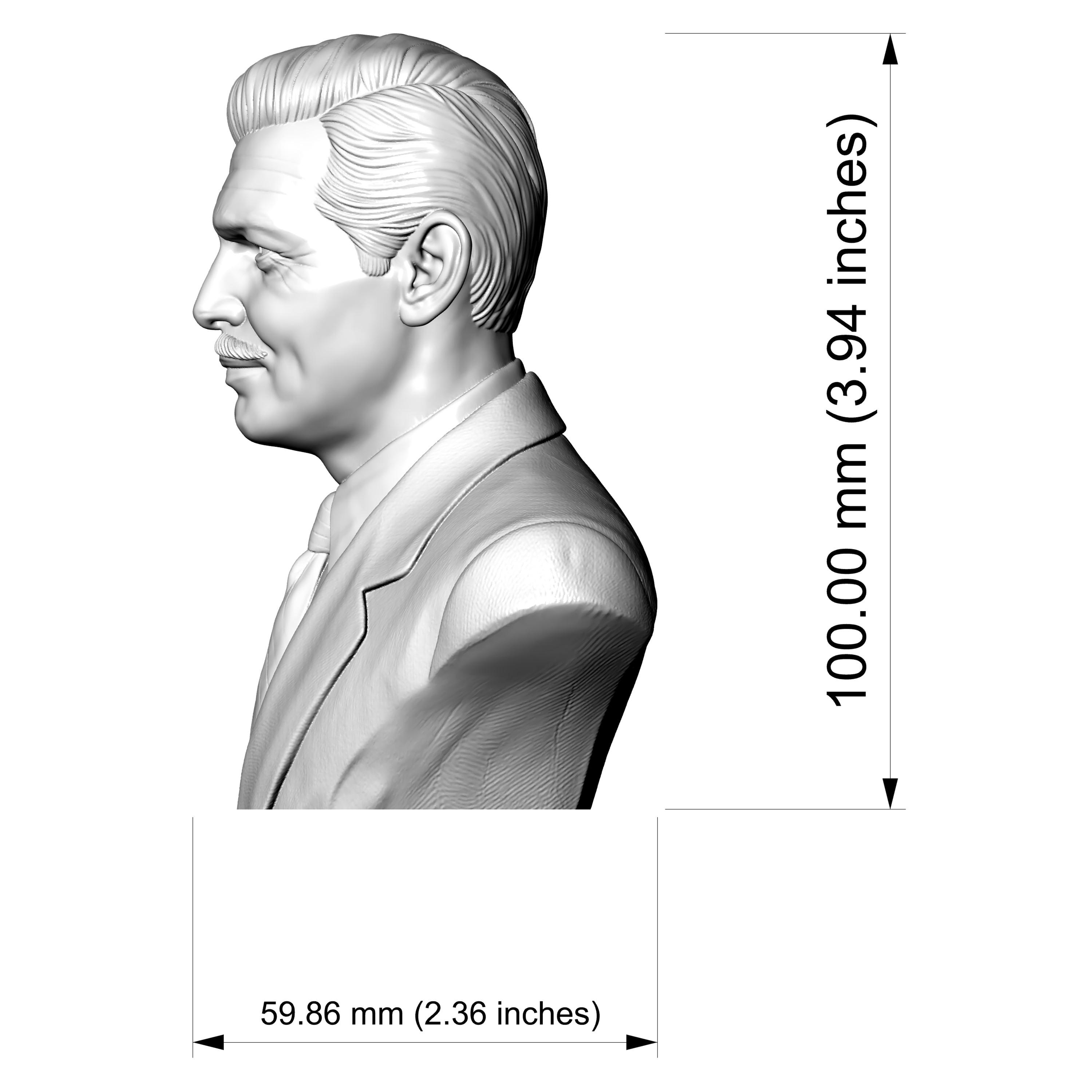 Clark Gable Bust 3D Printable 3D Model