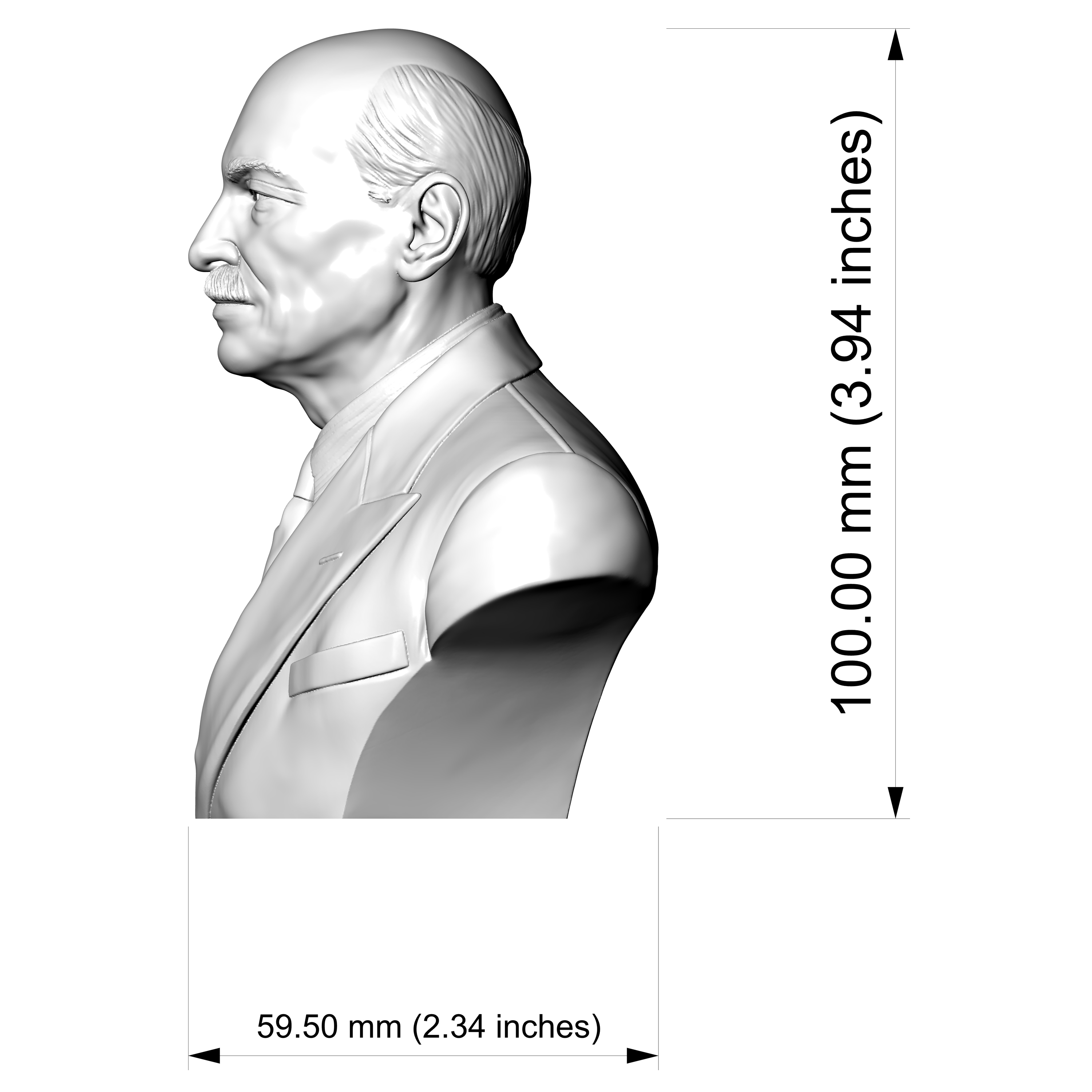 Clement Attlee 3D Printable Bust 3D Model