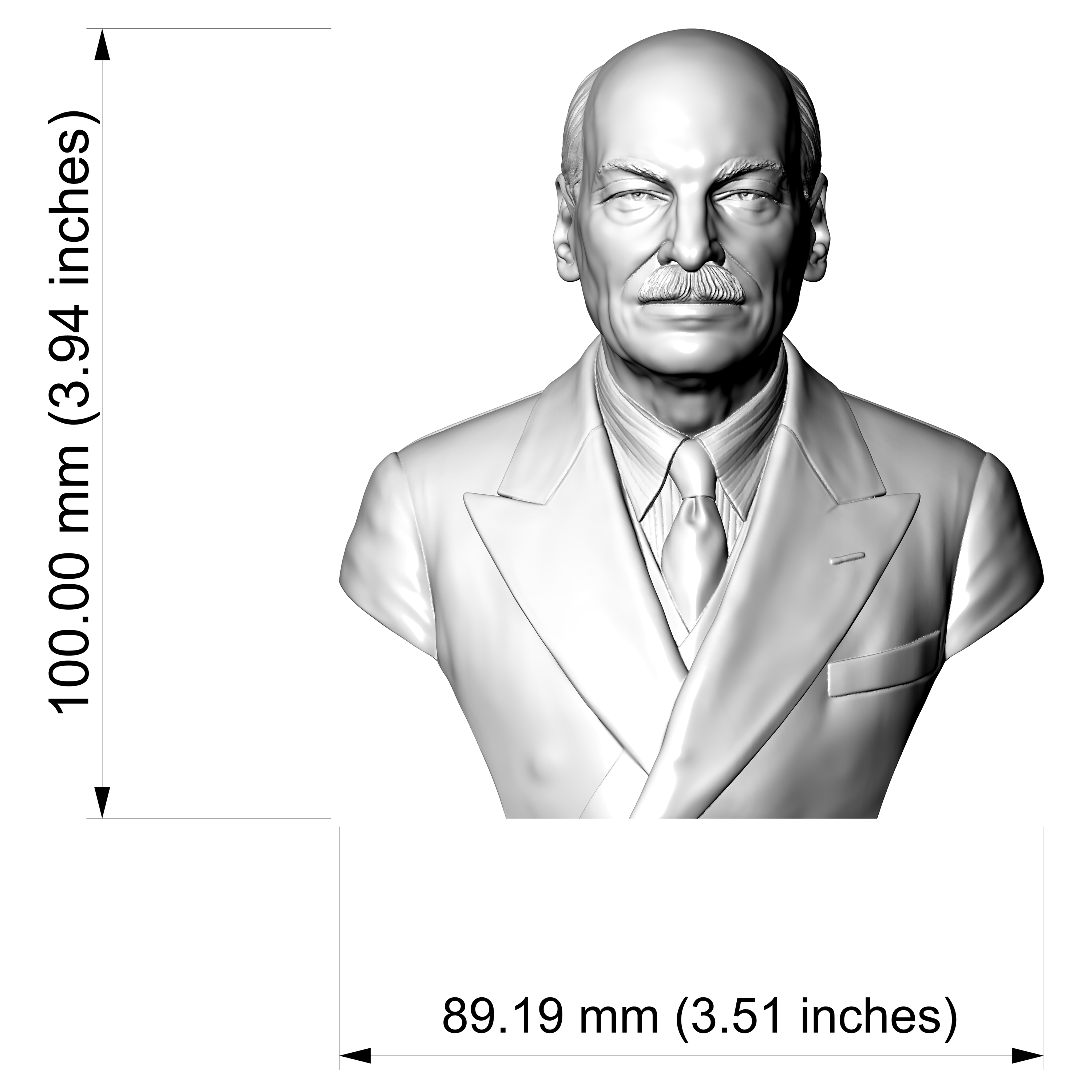 Clement Attlee 3D Printable Bust 3D Model