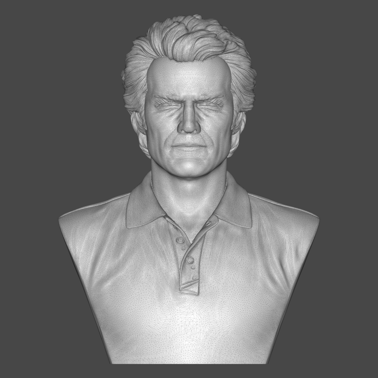 Clint Eastwood Portrait 3D Printable Bust 3D Model