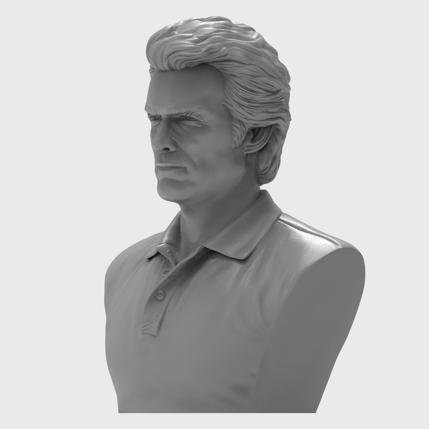 Clint Eastwood Portrait 3D Printable Bust 3D Model