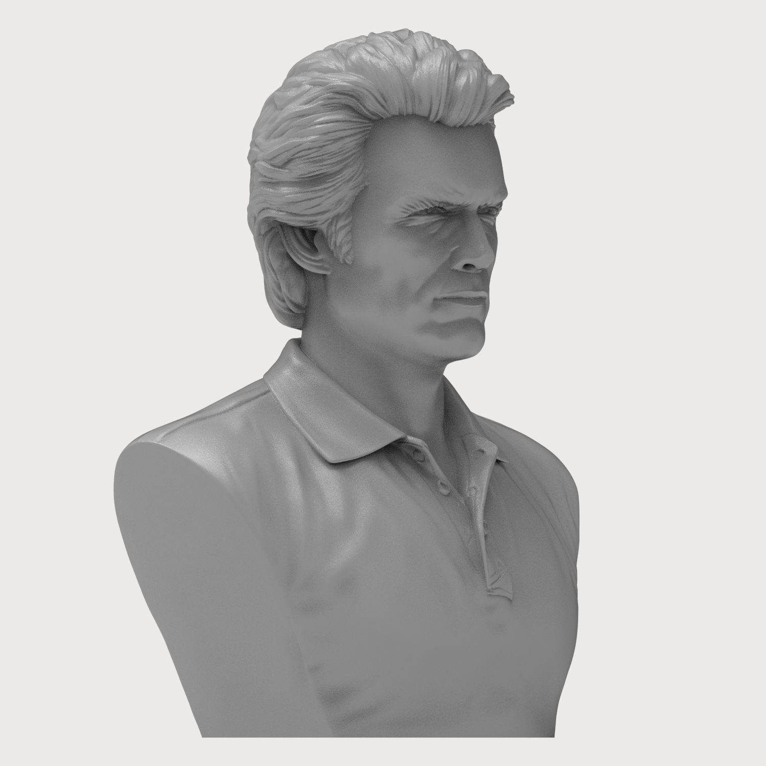 Clint Eastwood Portrait 3D Printable Bust 3D Model
