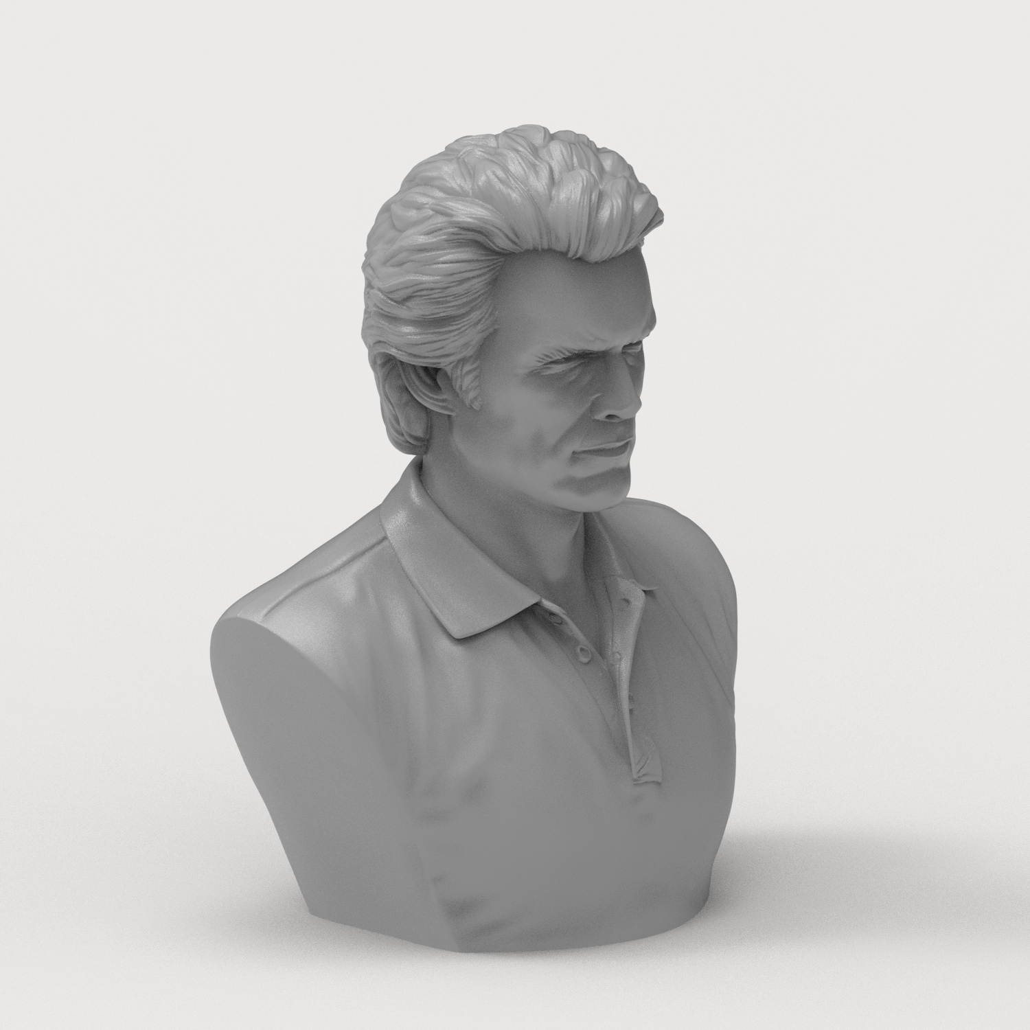 Clint Eastwood Portrait 3D Printable Bust 3D Model