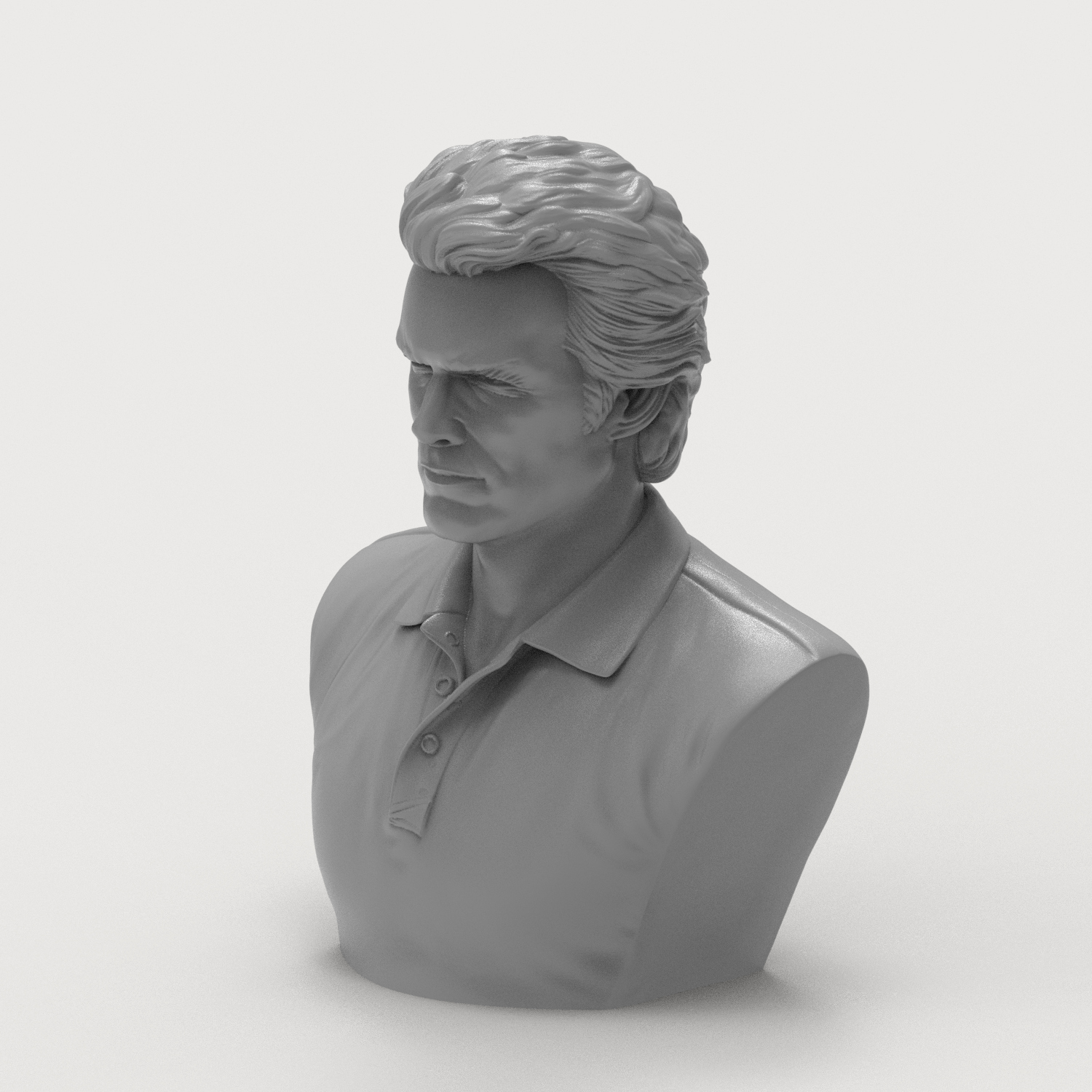 Clint Eastwood Portrait 3D Printable Bust 3D Model