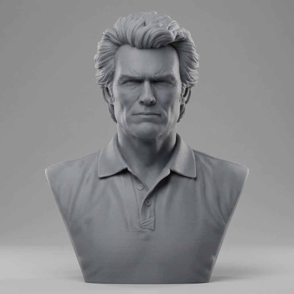 Clint Eastwood Portrait 3D Printable Bust 3D Model