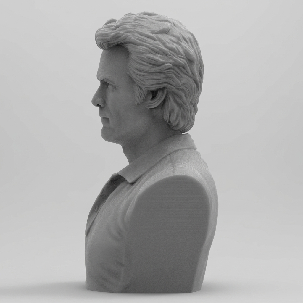 Clint Eastwood Portrait 3D Printable Bust 3D Model