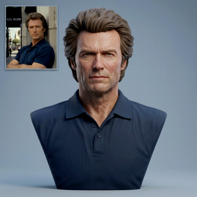 Clint Eastwood Portrait 3D Printable Bust
