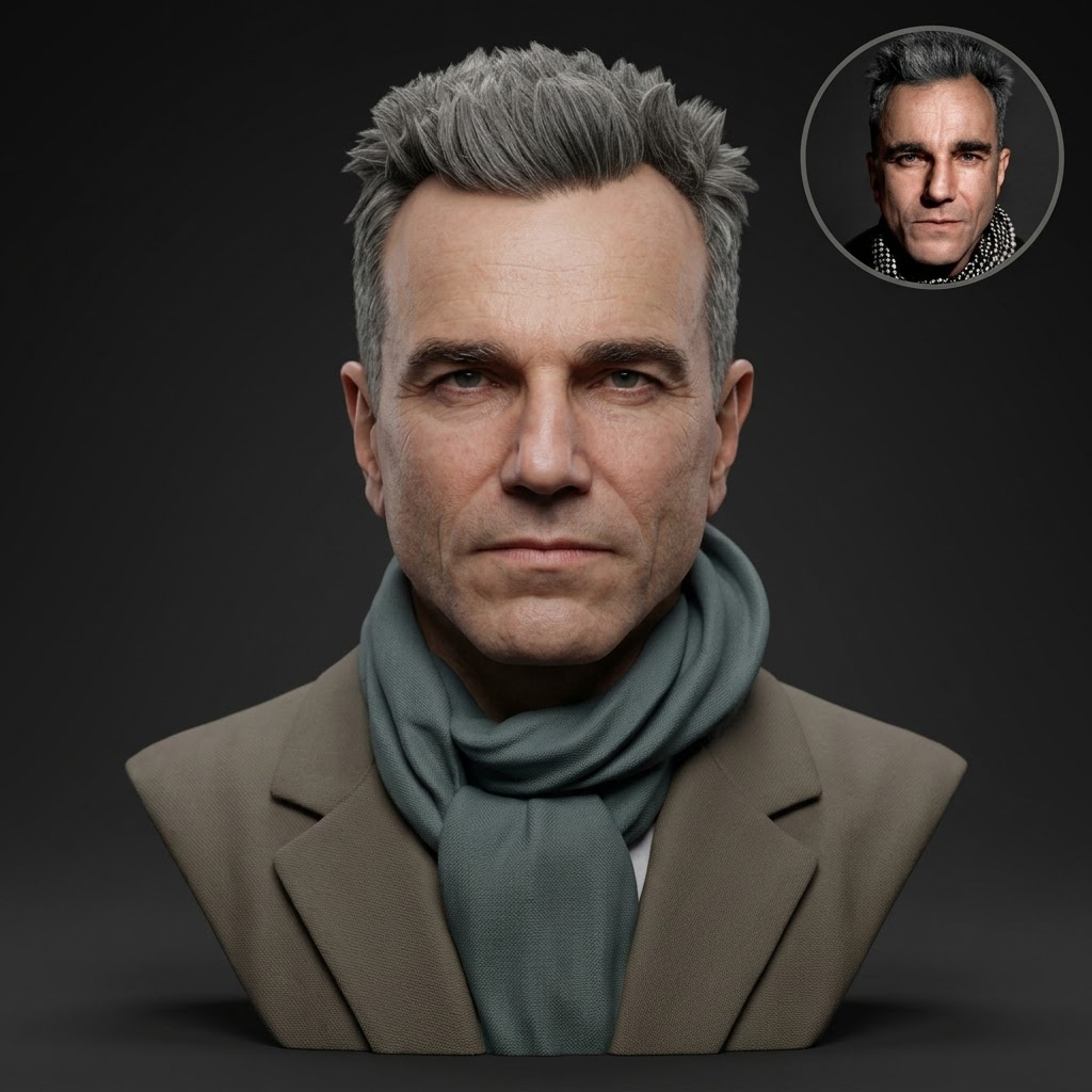 Daniel Day-Lewis 3D Printable Bust 3D Model