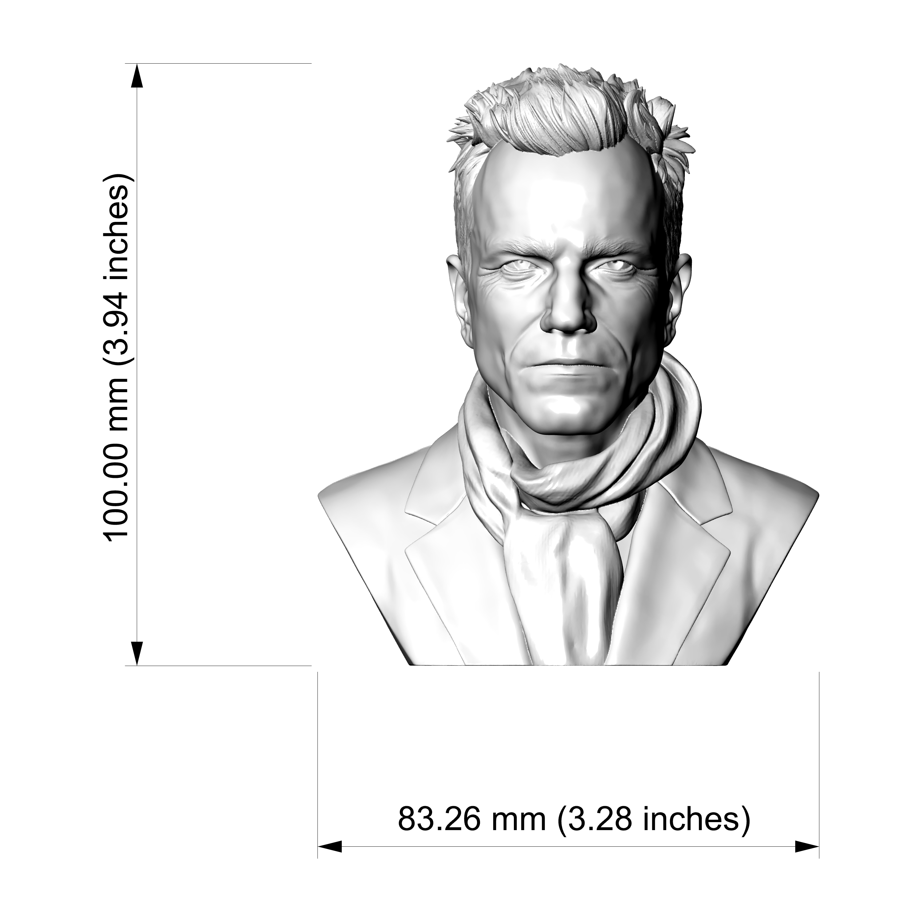 Daniel Day-Lewis 3D Printable Bust 3D Model