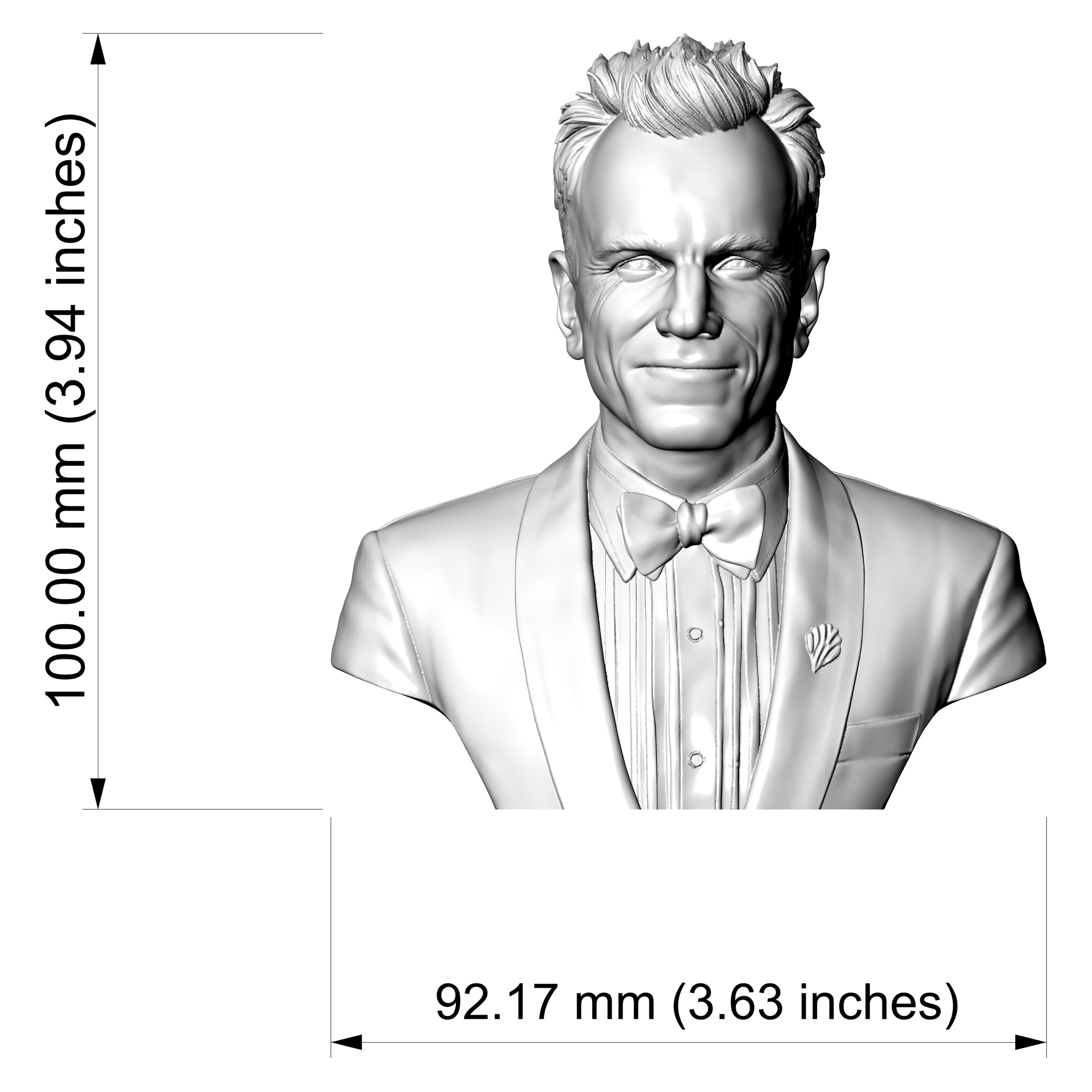 Daniel Day-Lewis Portrait 3D Printable Bust 3D Model