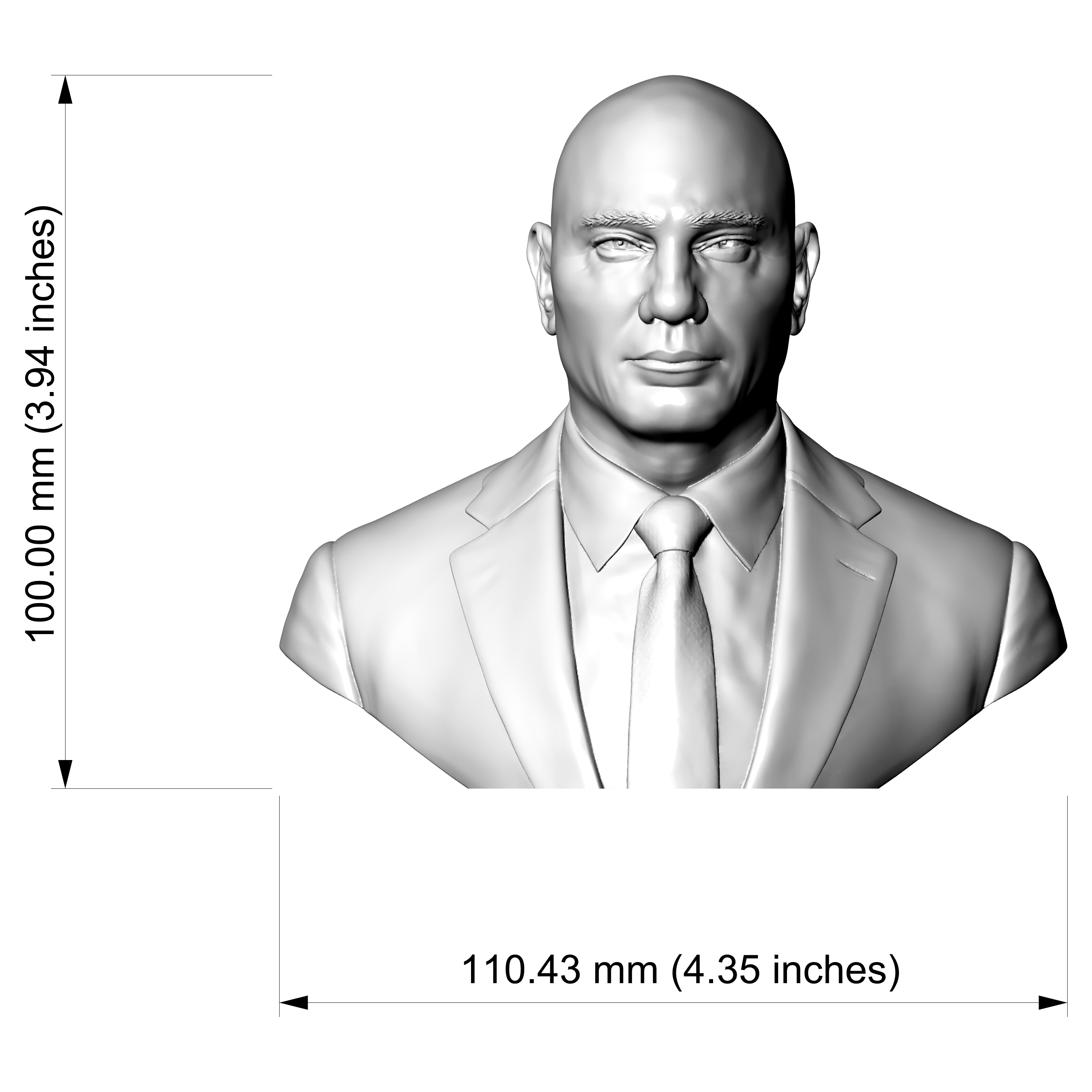 Dave Bautista Drax Suit 3D Printable Bust 3D Model