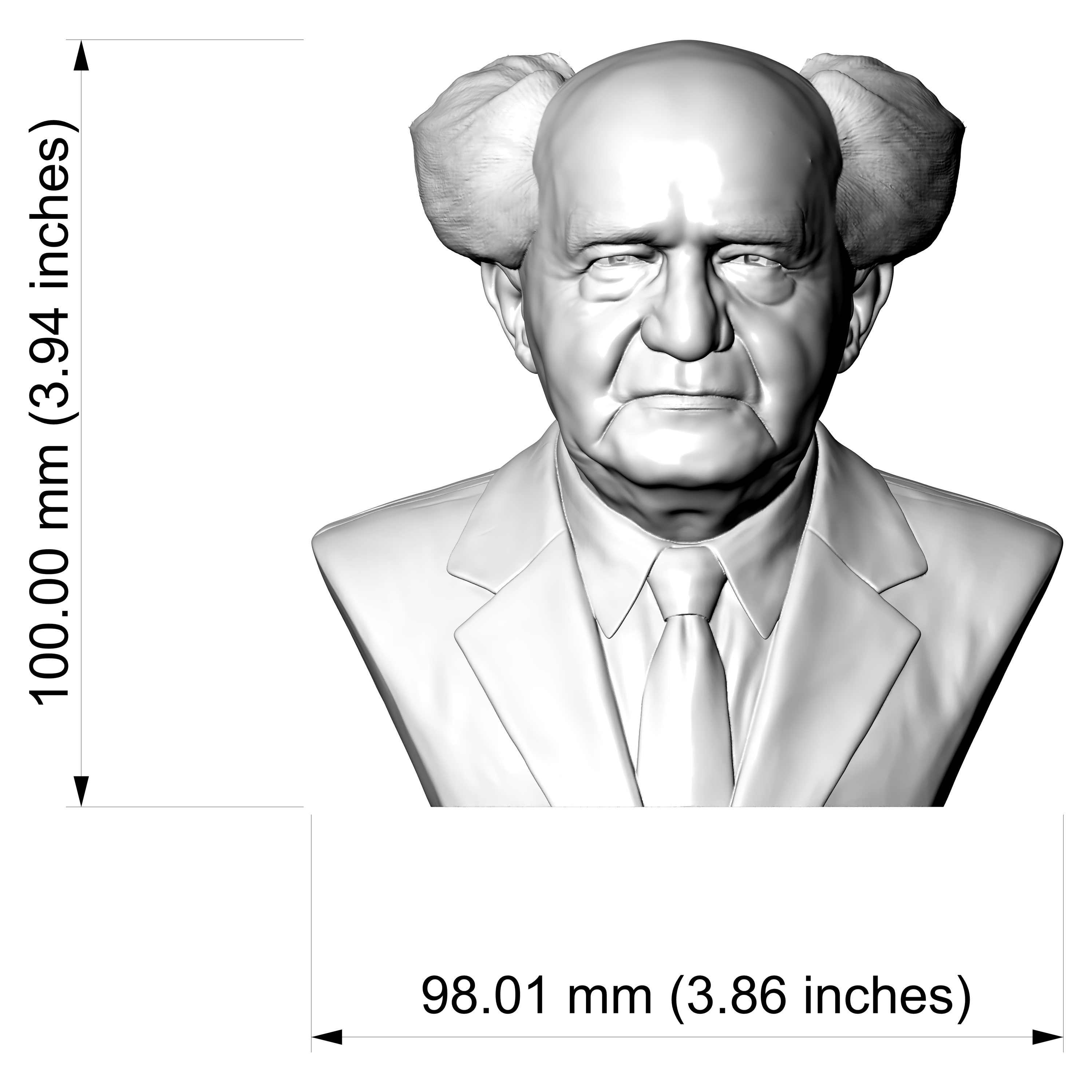 David Ben-Gurion 3D Printable Bust 3D Model