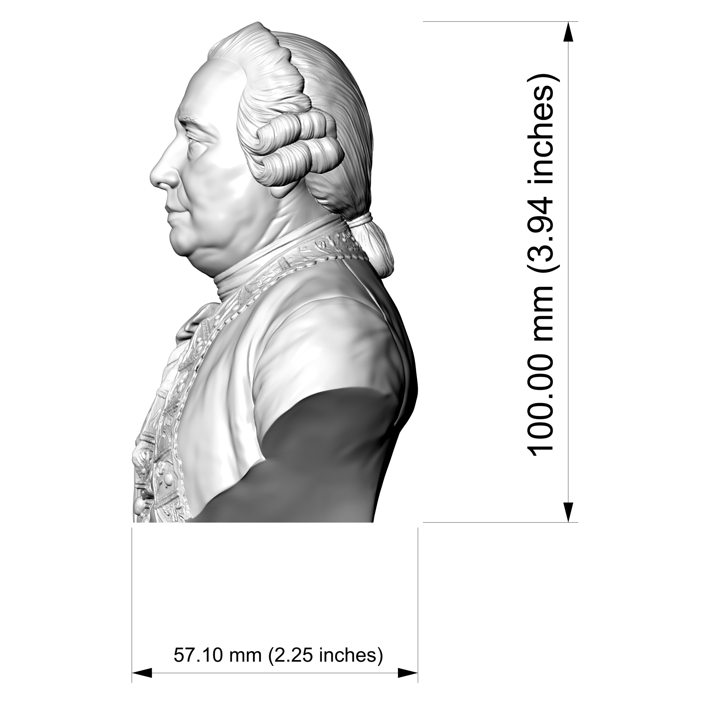 David Hume Bust 3D Printable 3D Model