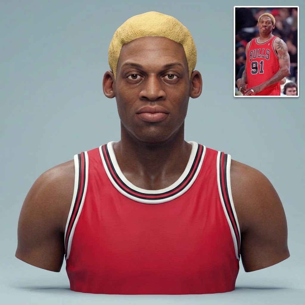 Dennis Rodman 3D Printable Bust 3D Model