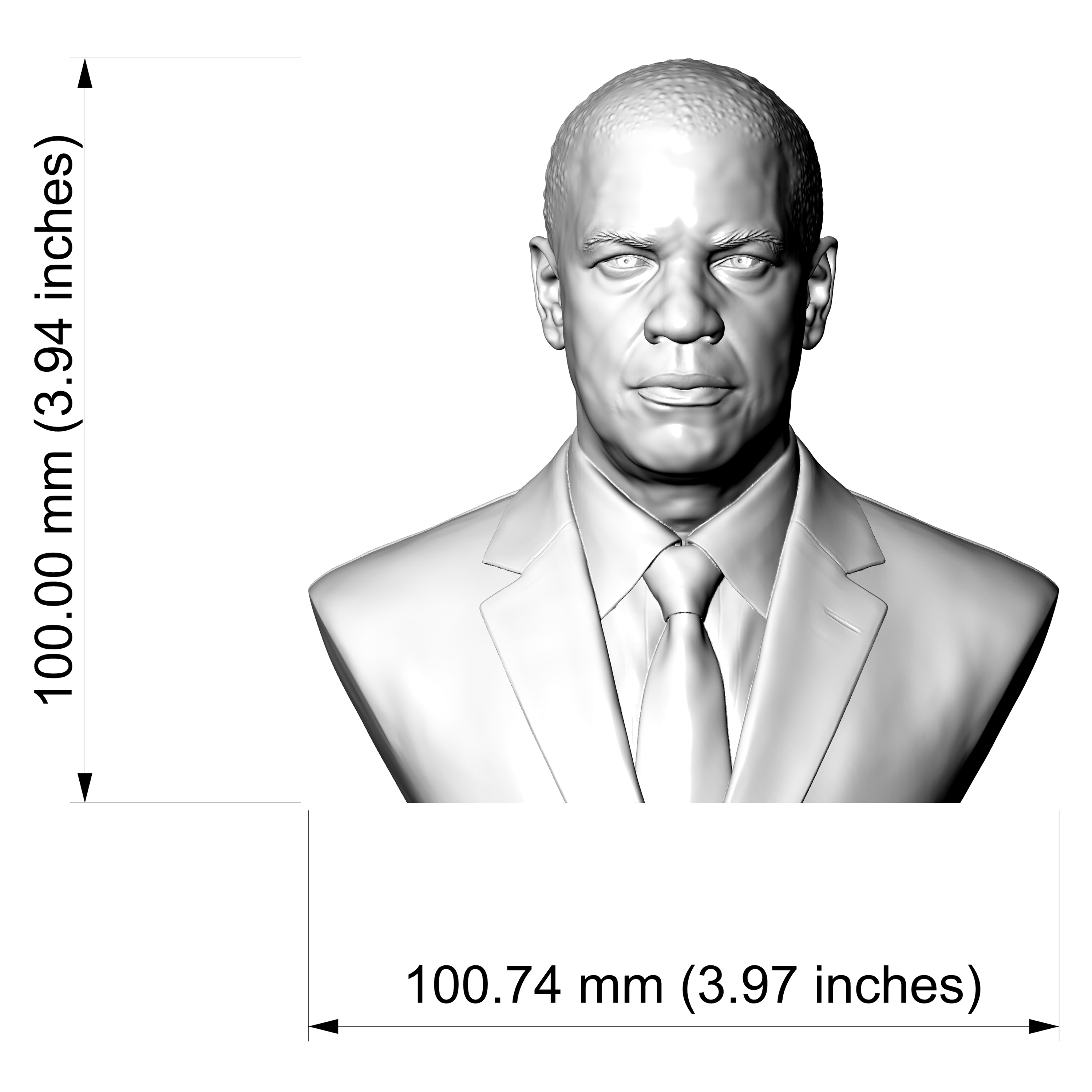 Denzel Washington 3D Printable Bust 3D Model