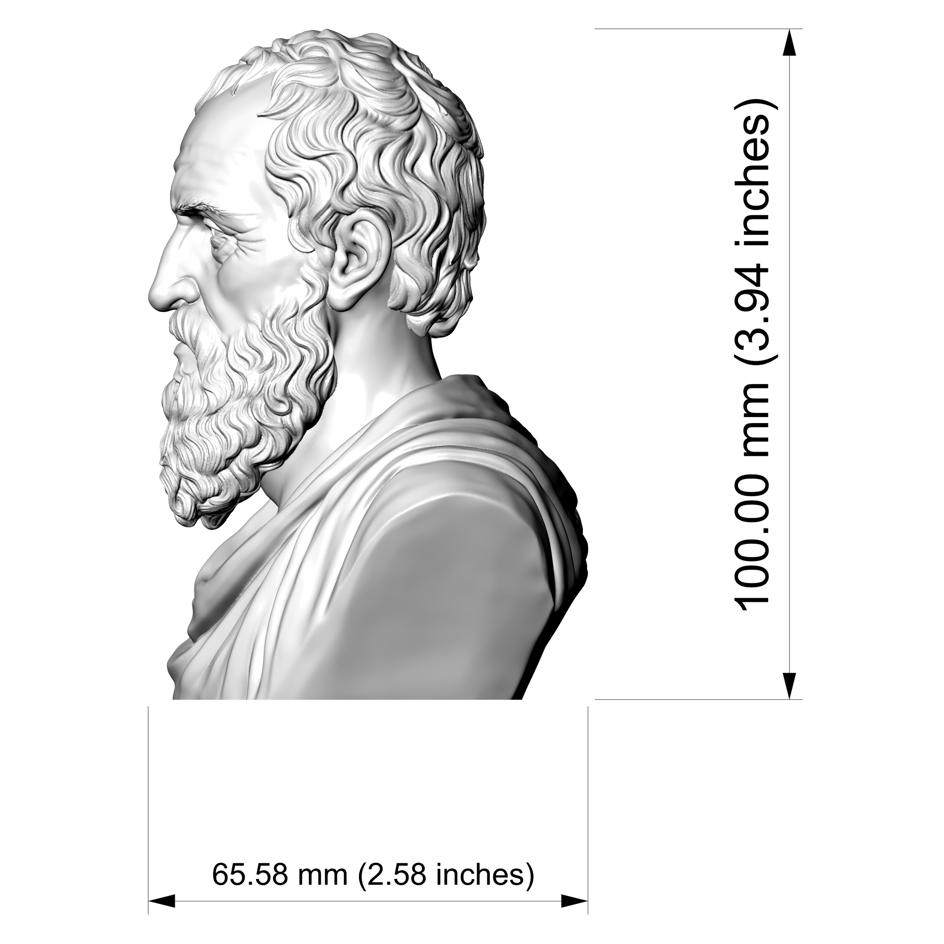 Diogenes of Sinope Greek Philosopher Bust 3D Model