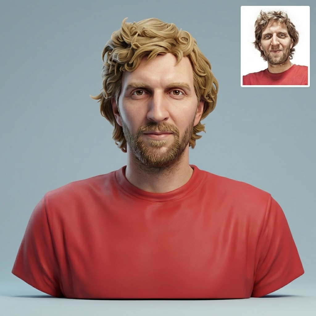 Dirk Nowitzki Dallas 3D Printable Bust 3D Model