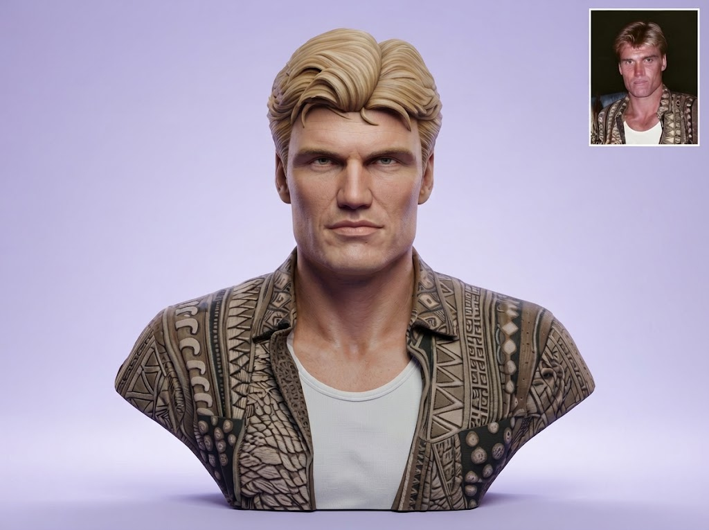 Dolph Lundgren Portrait Bust 3D Printable 3D Model