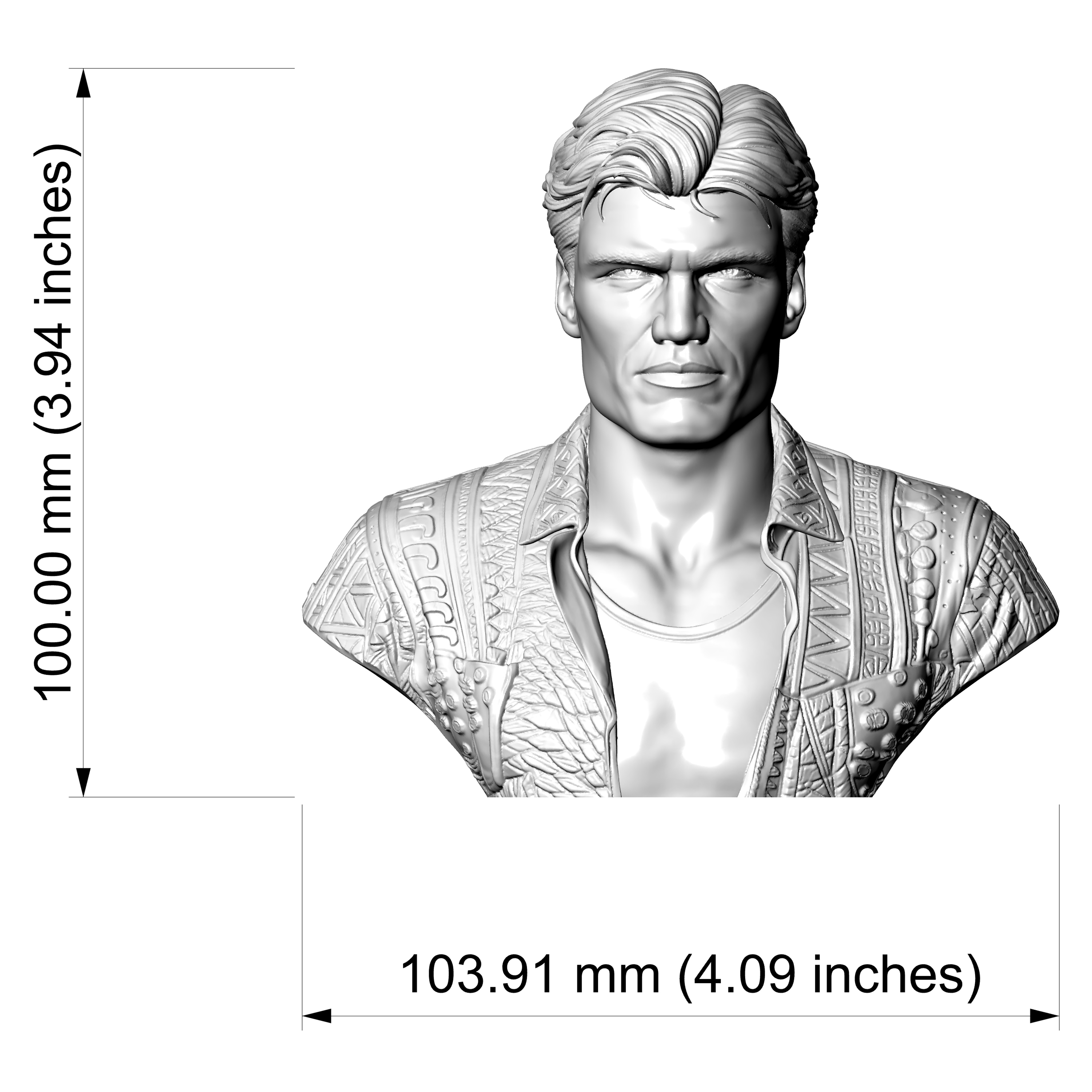 Dolph Lundgren Portrait Bust 3D Printable 3D Model