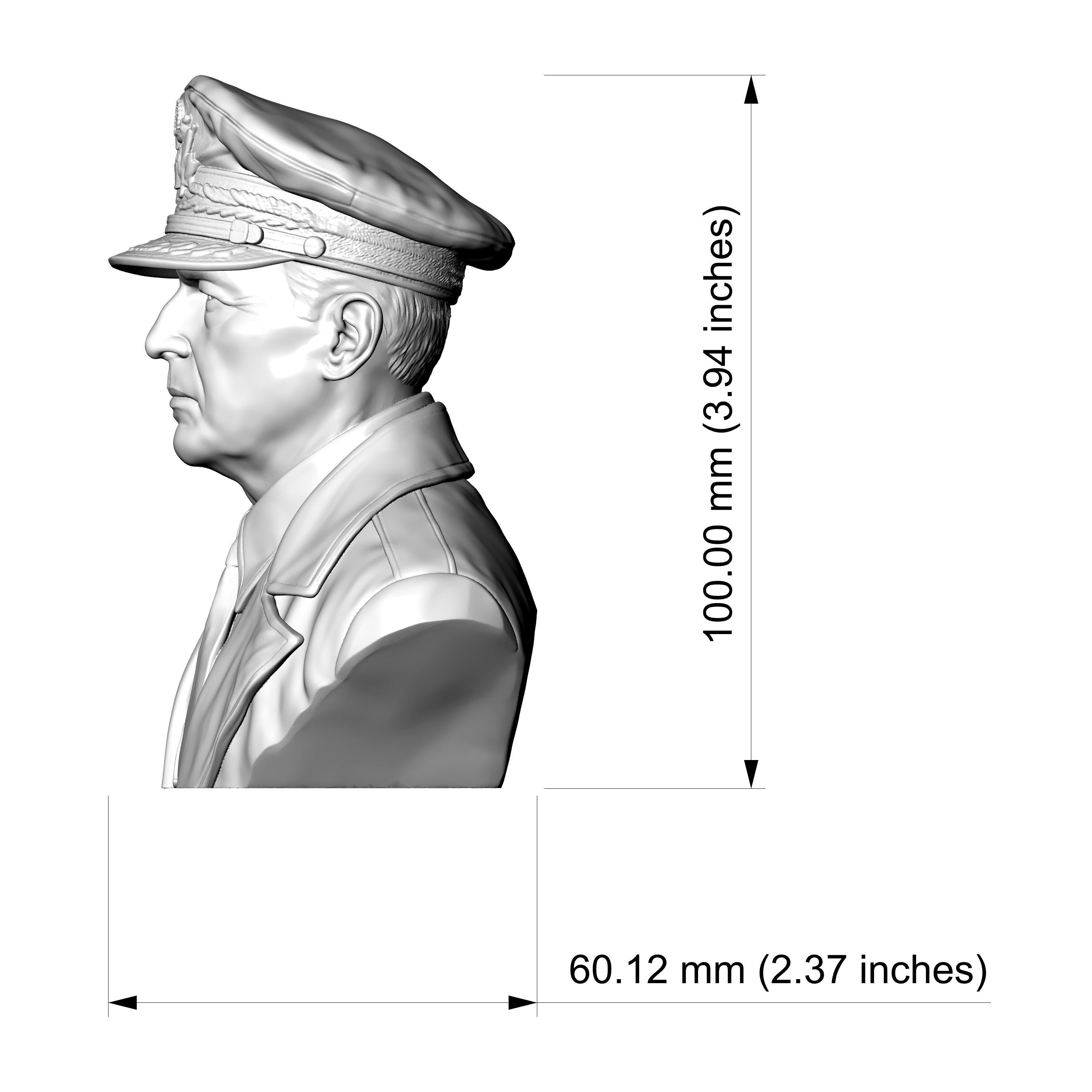 Douglas MacArthur 3D Printable Bust 3D Model