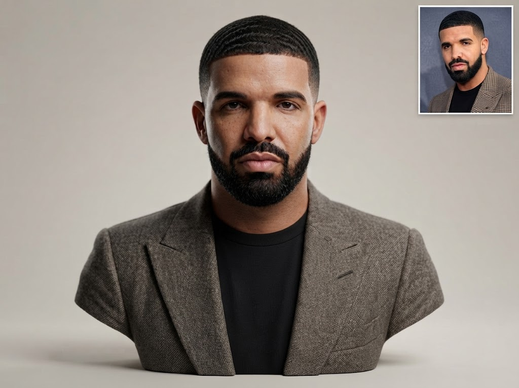 Drake 3D Printable Bust 3D Model