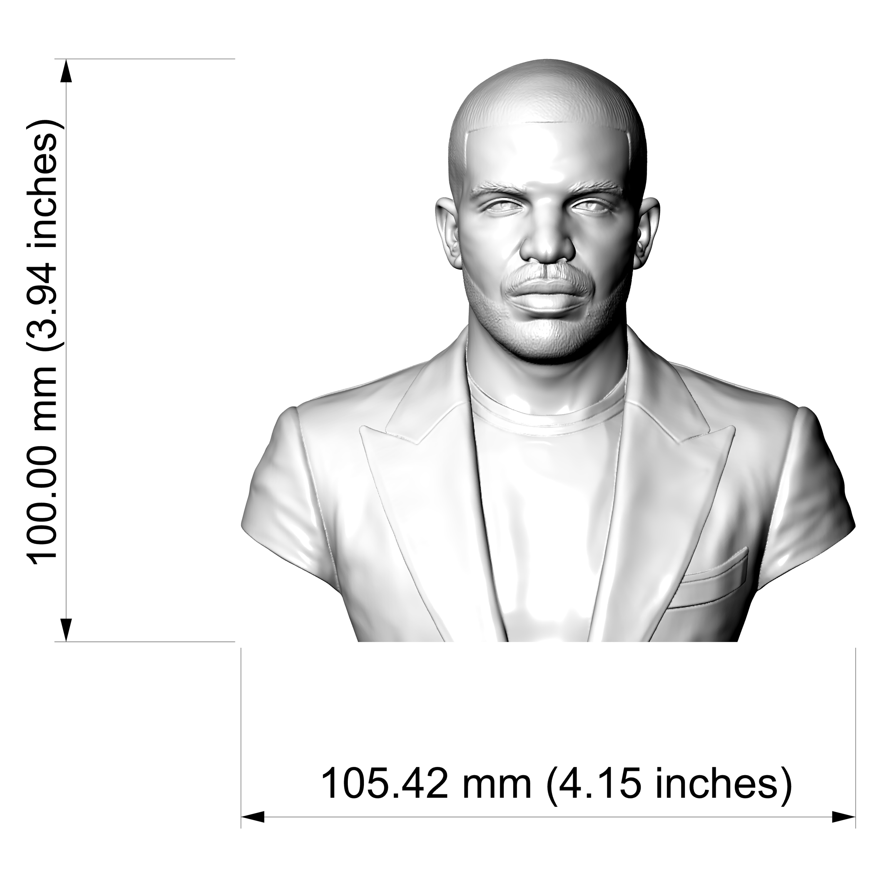 Drake 3D Printable Bust 3D Model