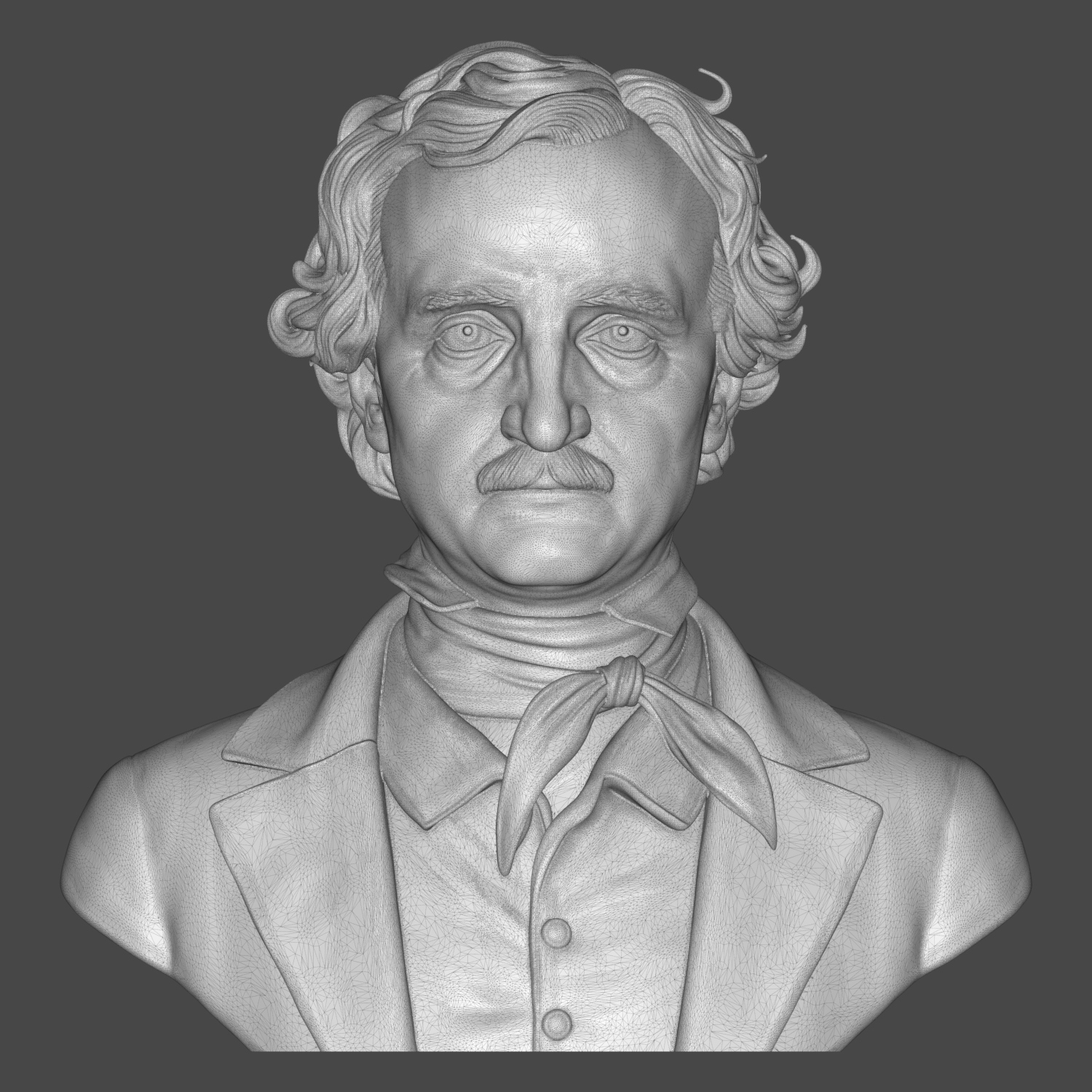 Edgar Allan Poe 3D Printable Bust 3D Model