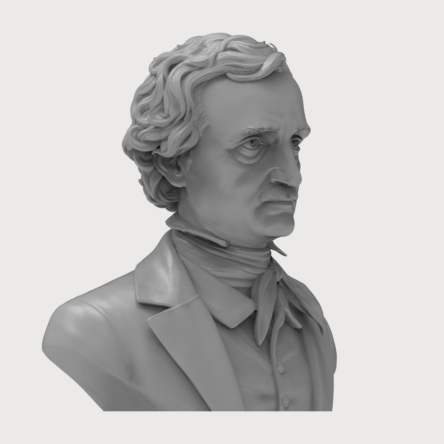 Edgar Allan Poe 3D Printable Bust 3D Model