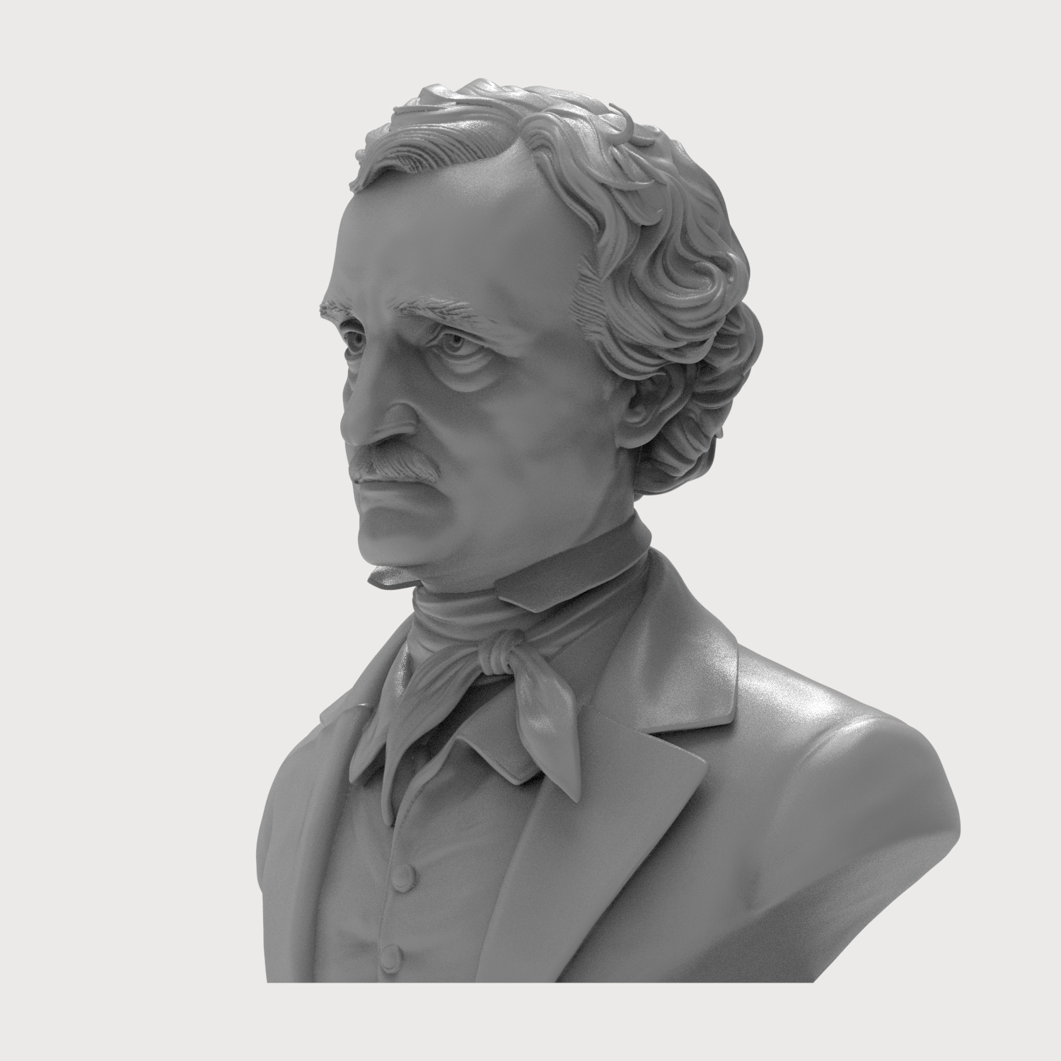 Edgar Allan Poe 3D Printable Bust 3D Model
