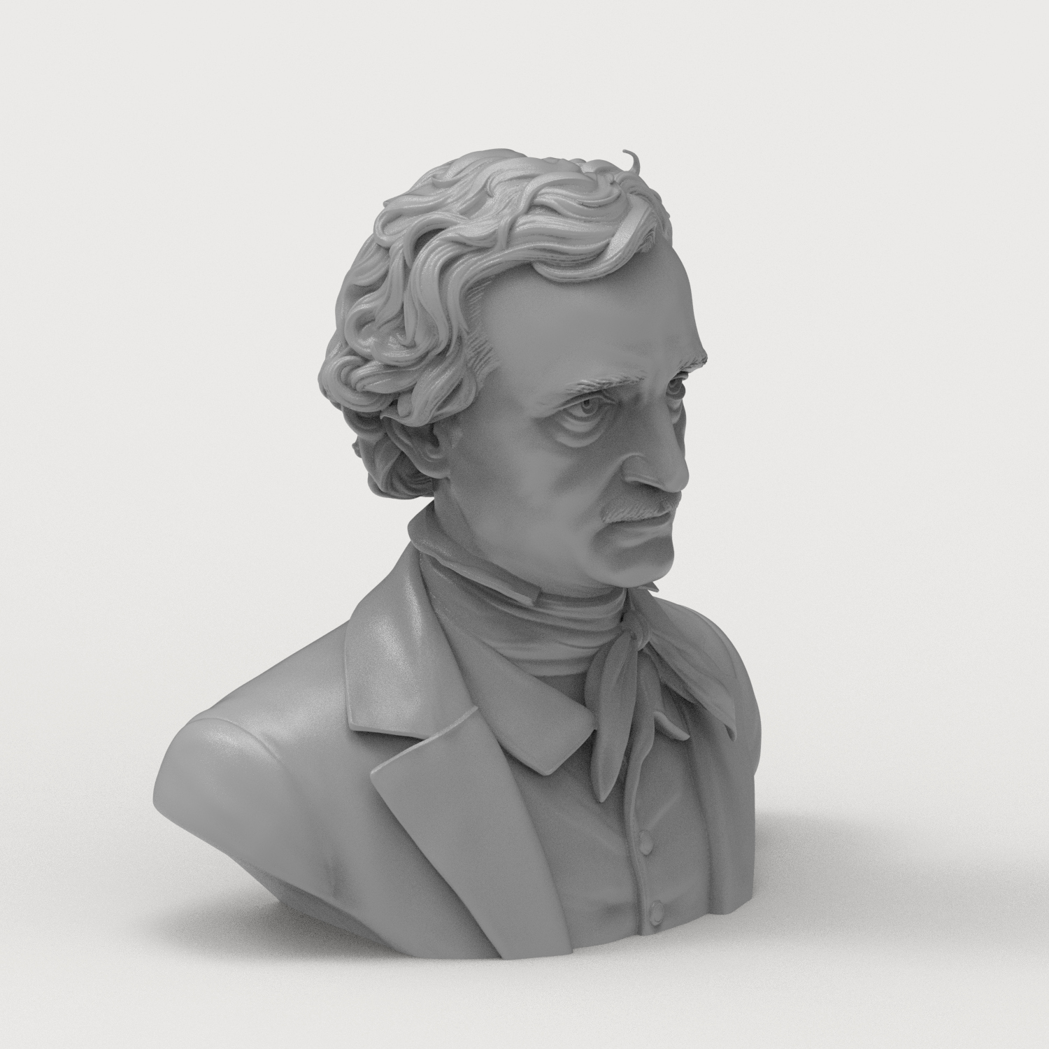 Edgar Allan Poe 3D Printable Bust 3D Model