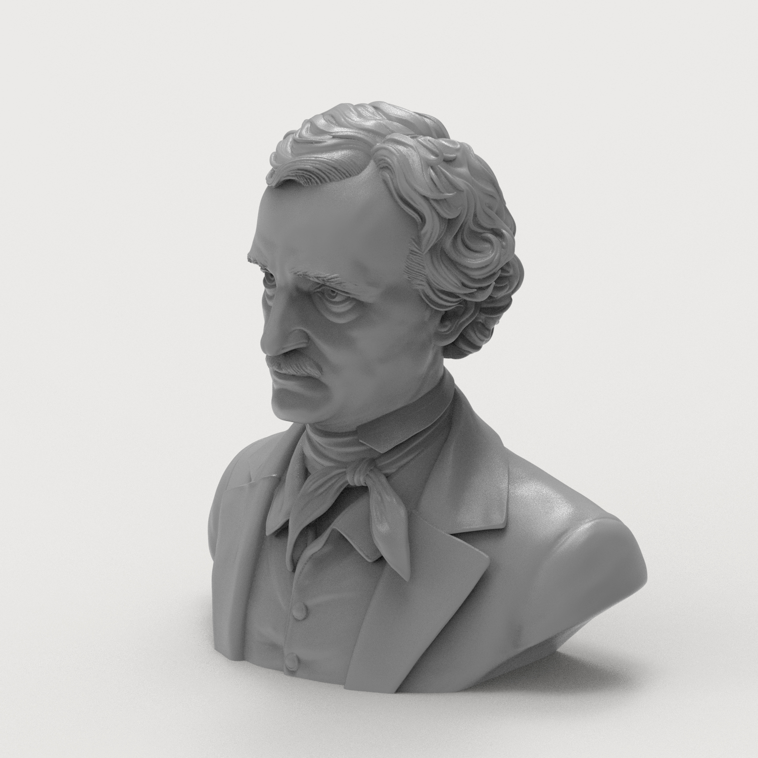 Edgar Allan Poe 3D Printable Bust 3D Model