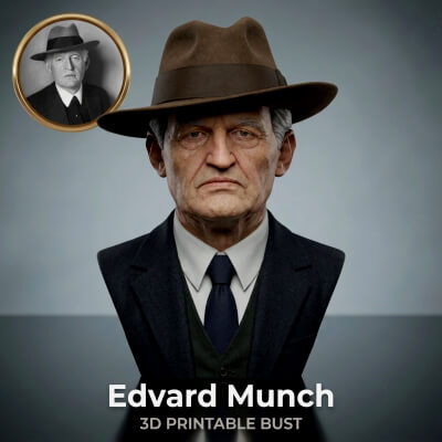 Edvard Munch 3D Printable Bust