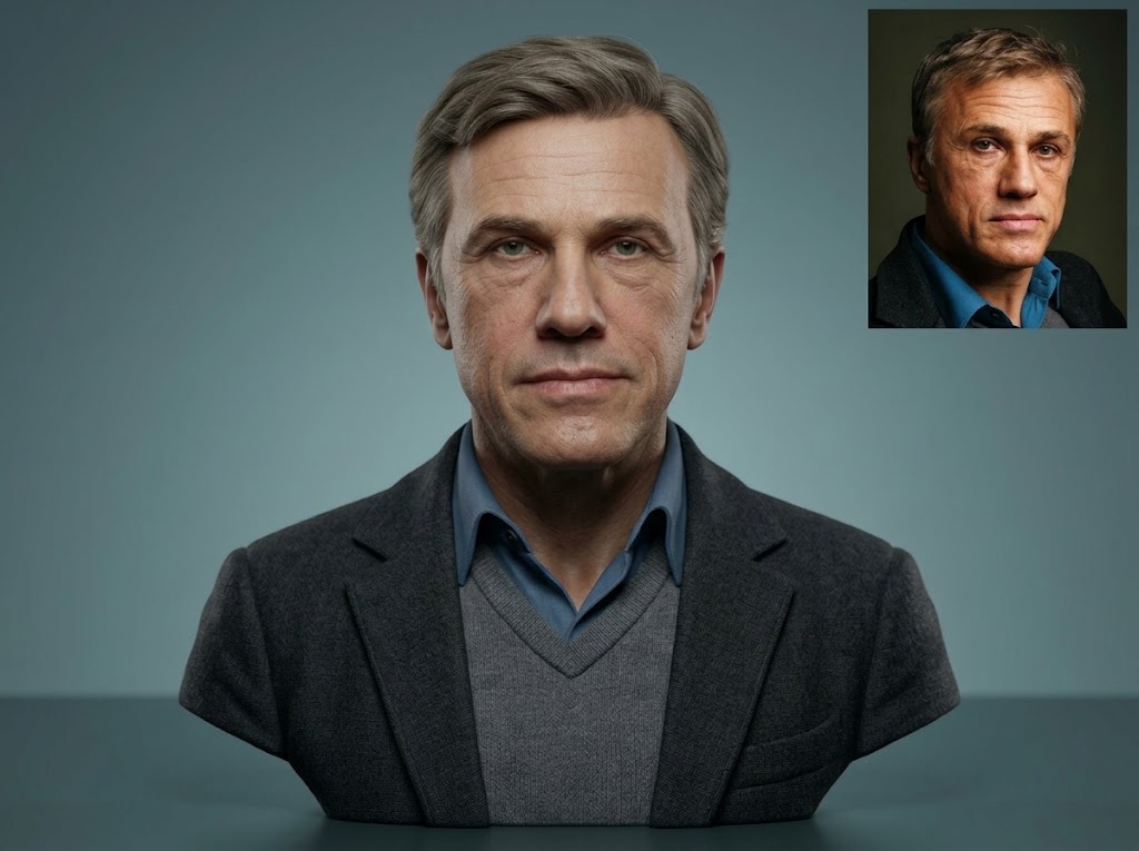 Christoph Waltz 3D Printable Bust 3D Model