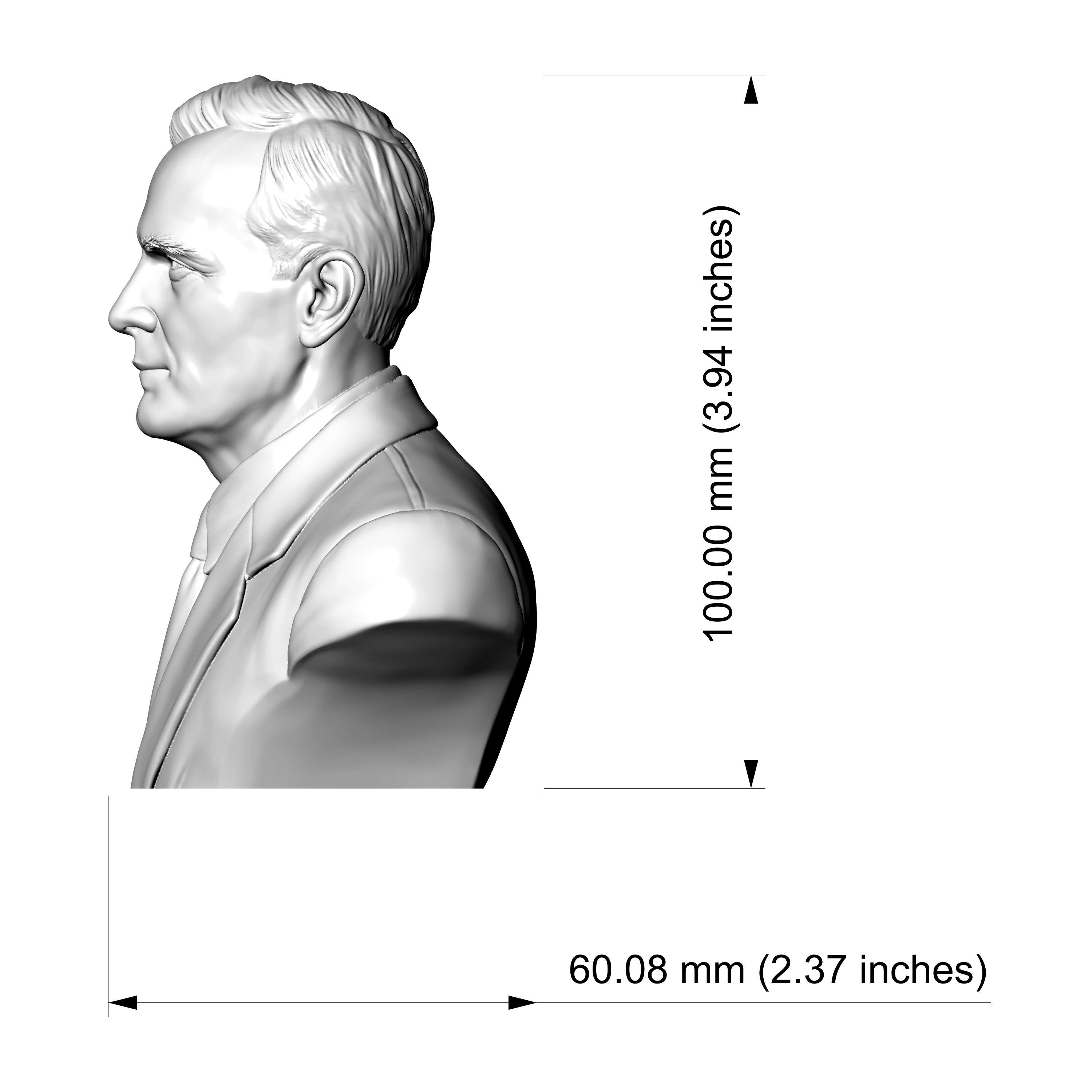 Edwin Hubble 3D Printable Bust 3D Model