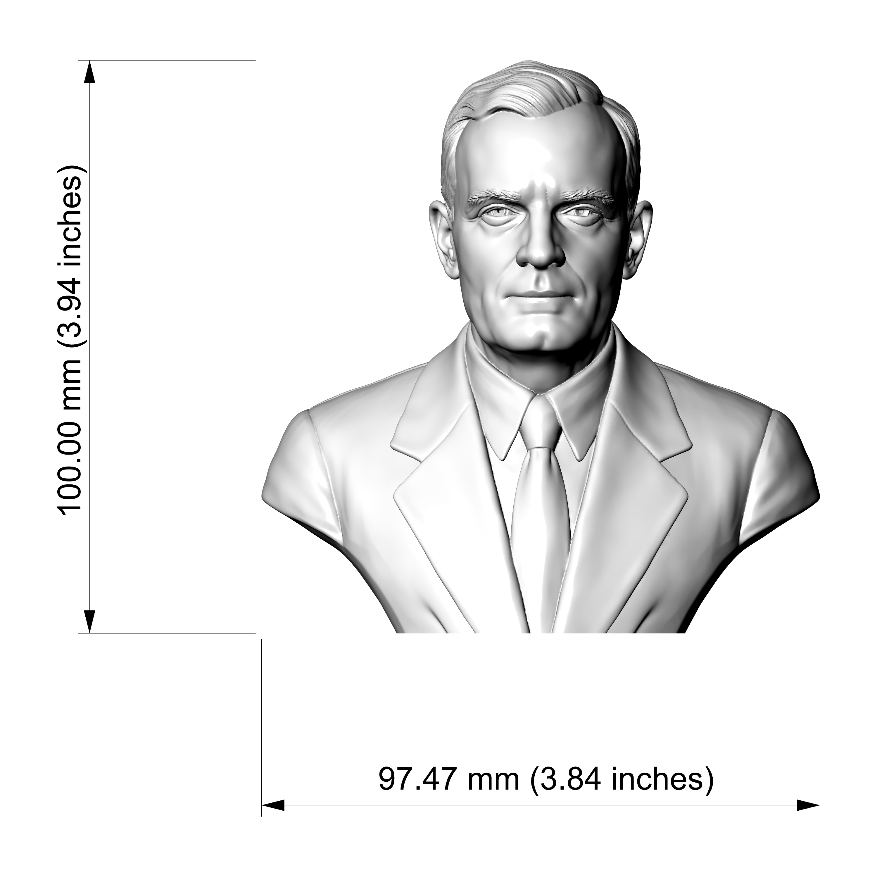 Edwin Hubble 3D Printable Bust 3D Model