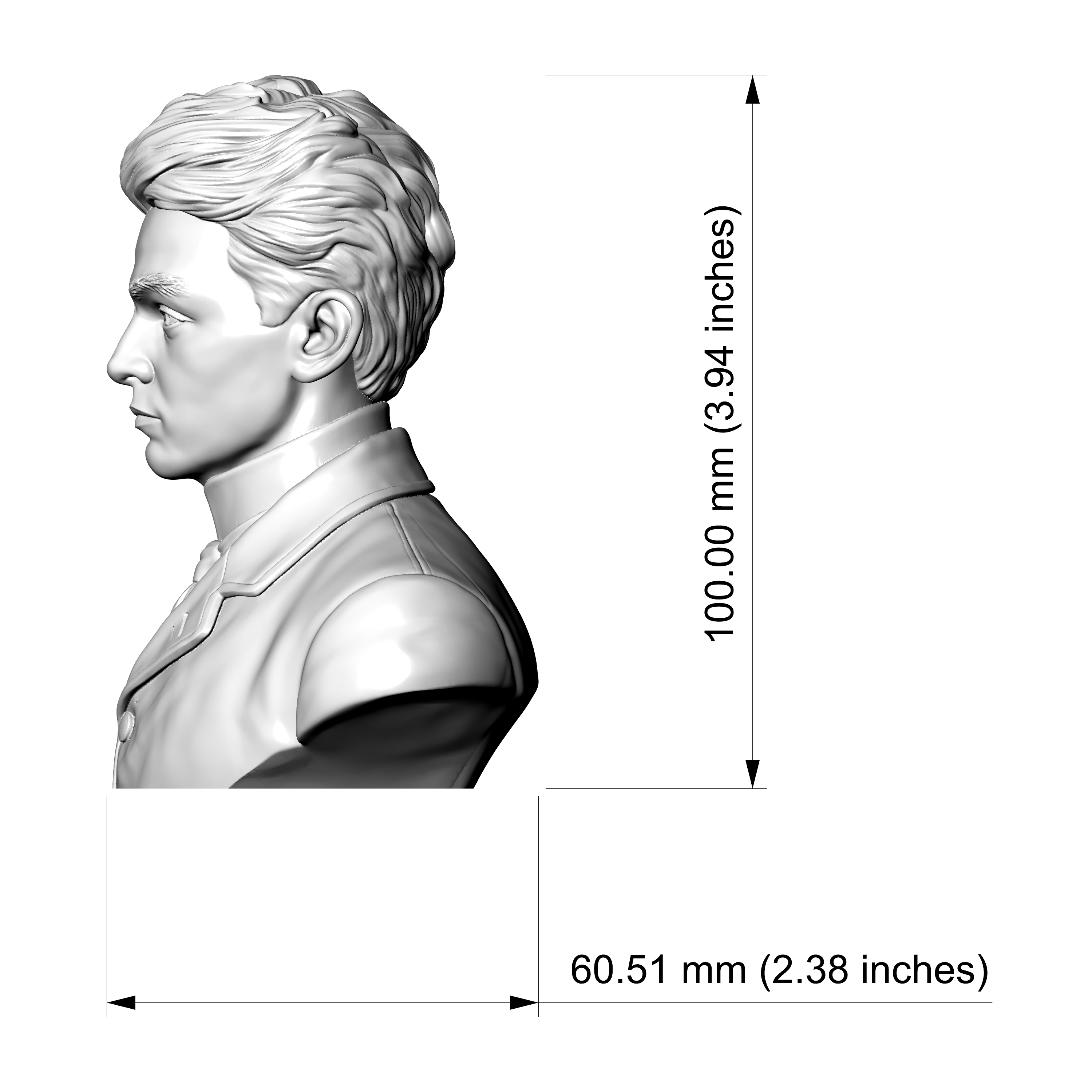 Egon Schiele 3D Printable Bust 3D Model