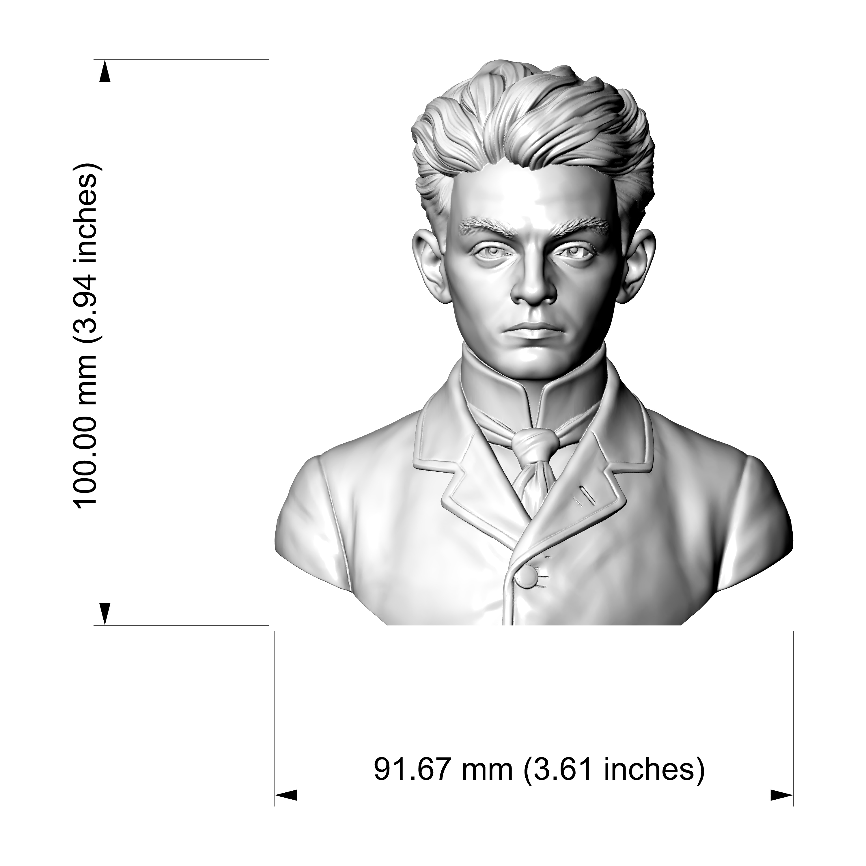 Egon Schiele 3D Printable Bust 3D Model