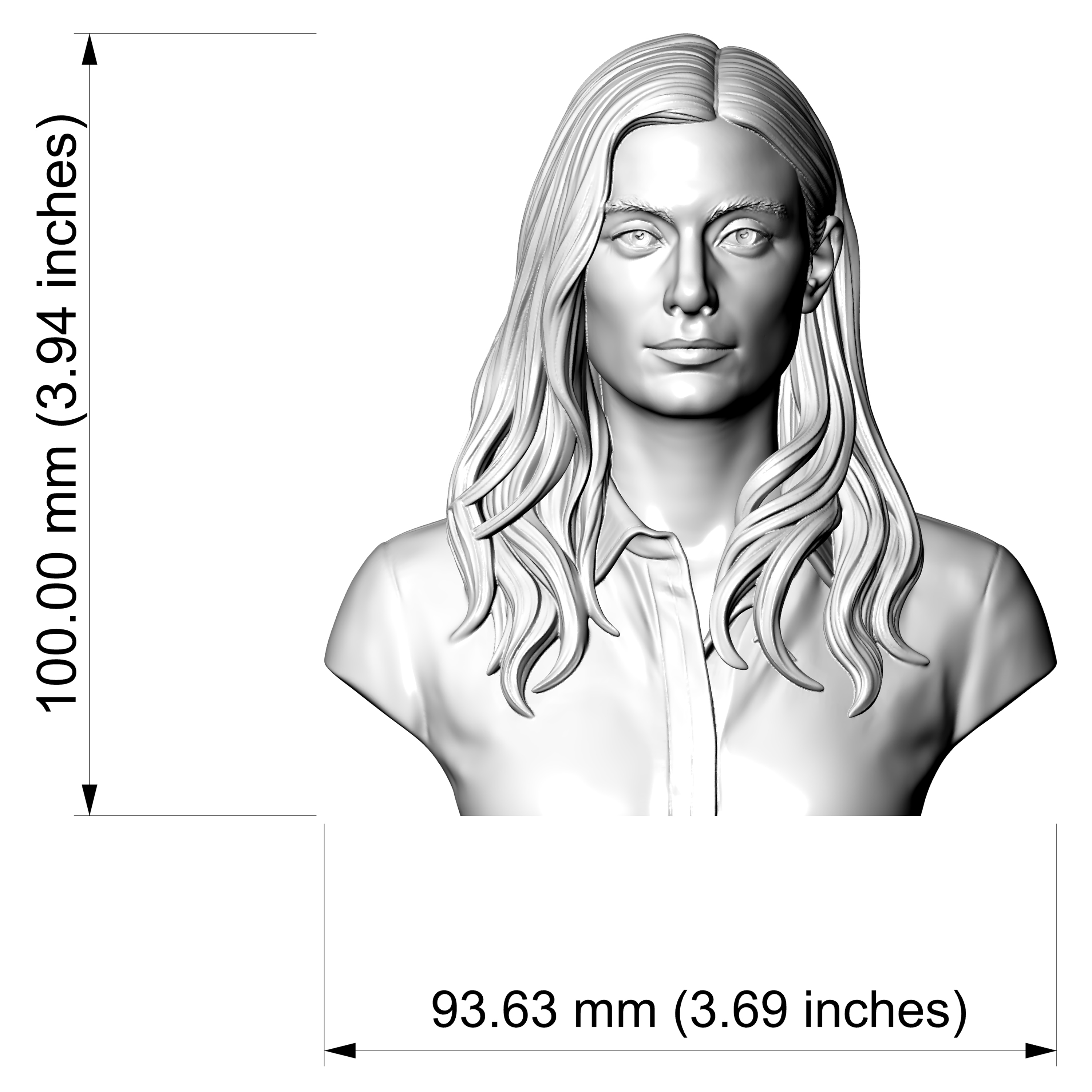 Elizabeth Debicki Actress Portrait Bust 3D Model