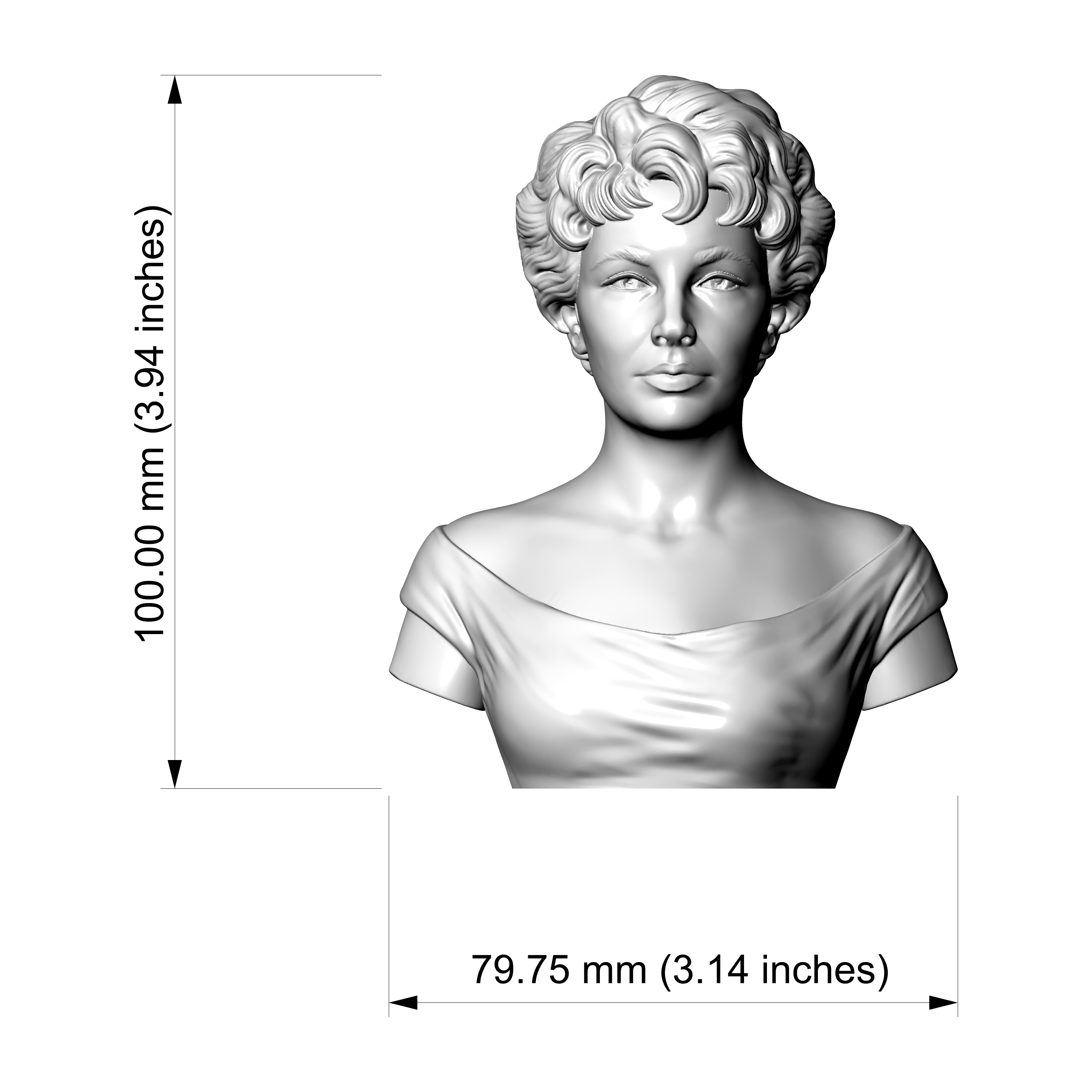 Elizabeth Taylor 3D Printable Bust 3D Model