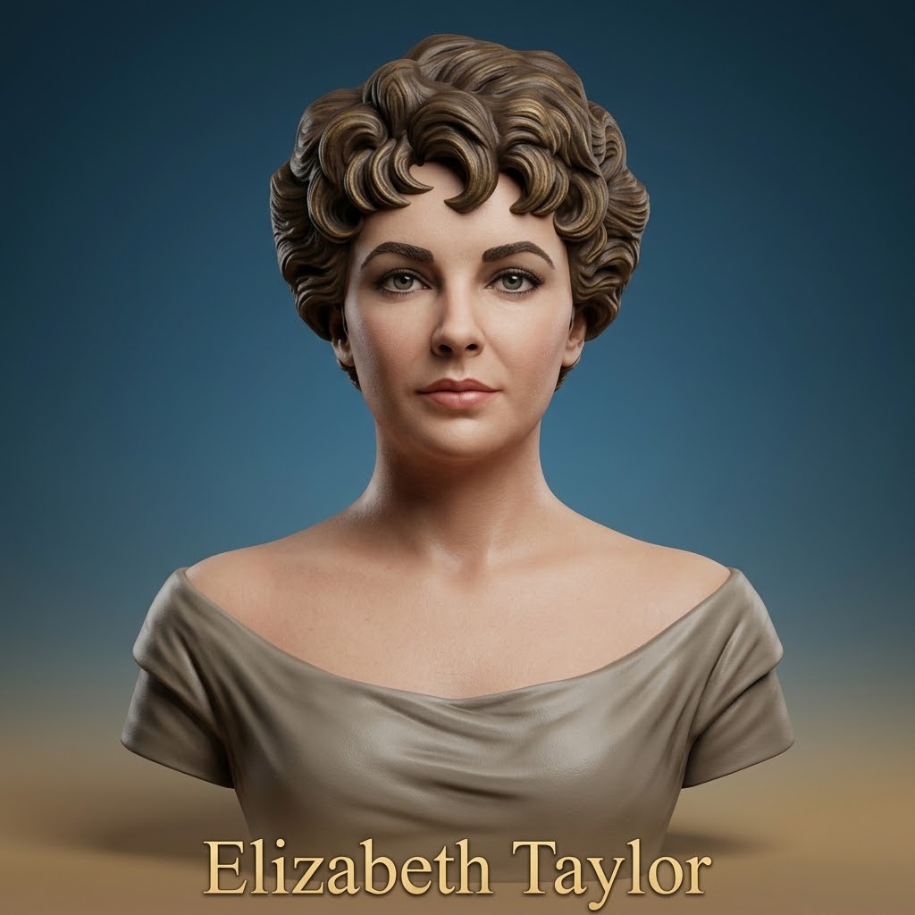 Elizabeth Taylor 3D Printable Bust 3D Model