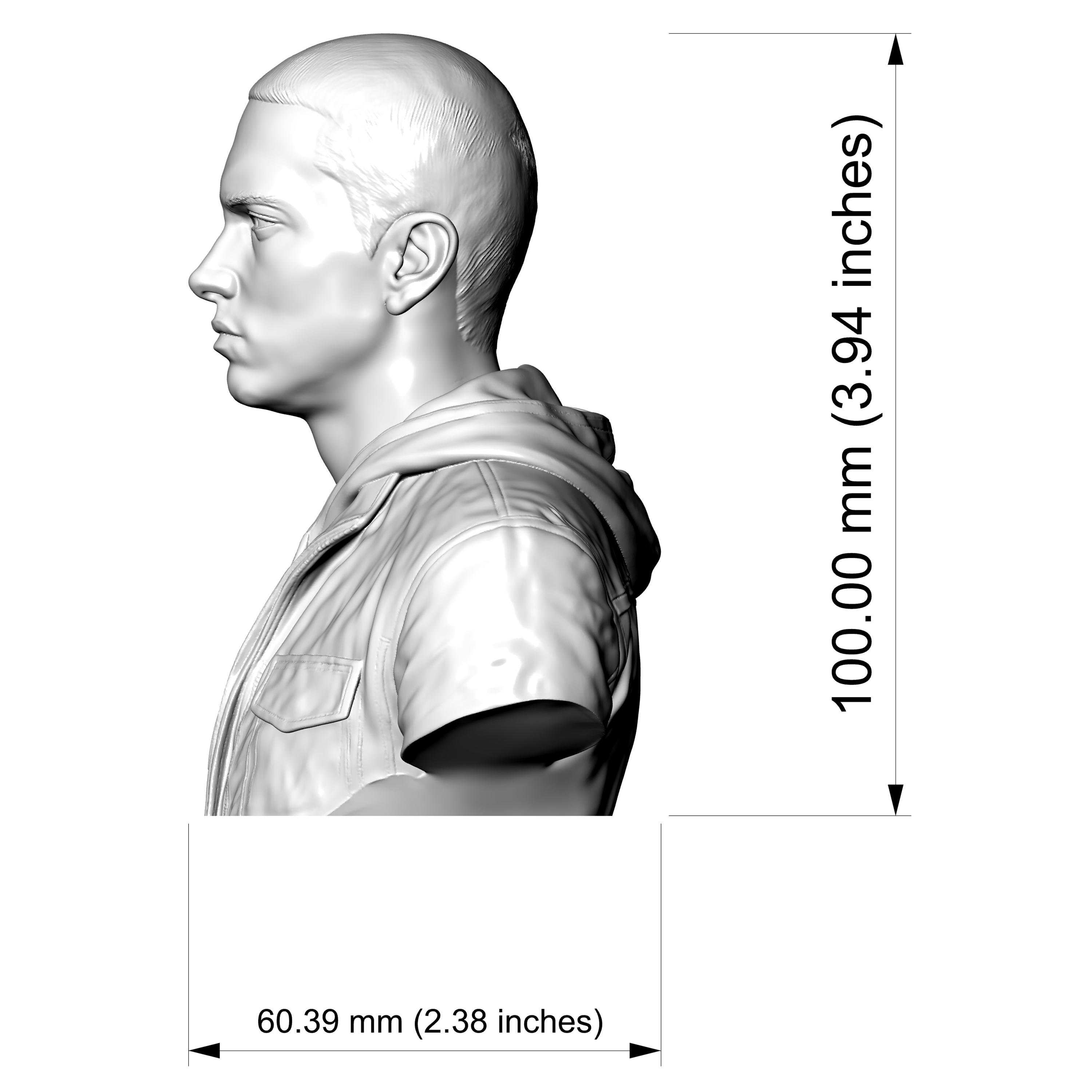 Eminem 3D Printable Bust 3D Model