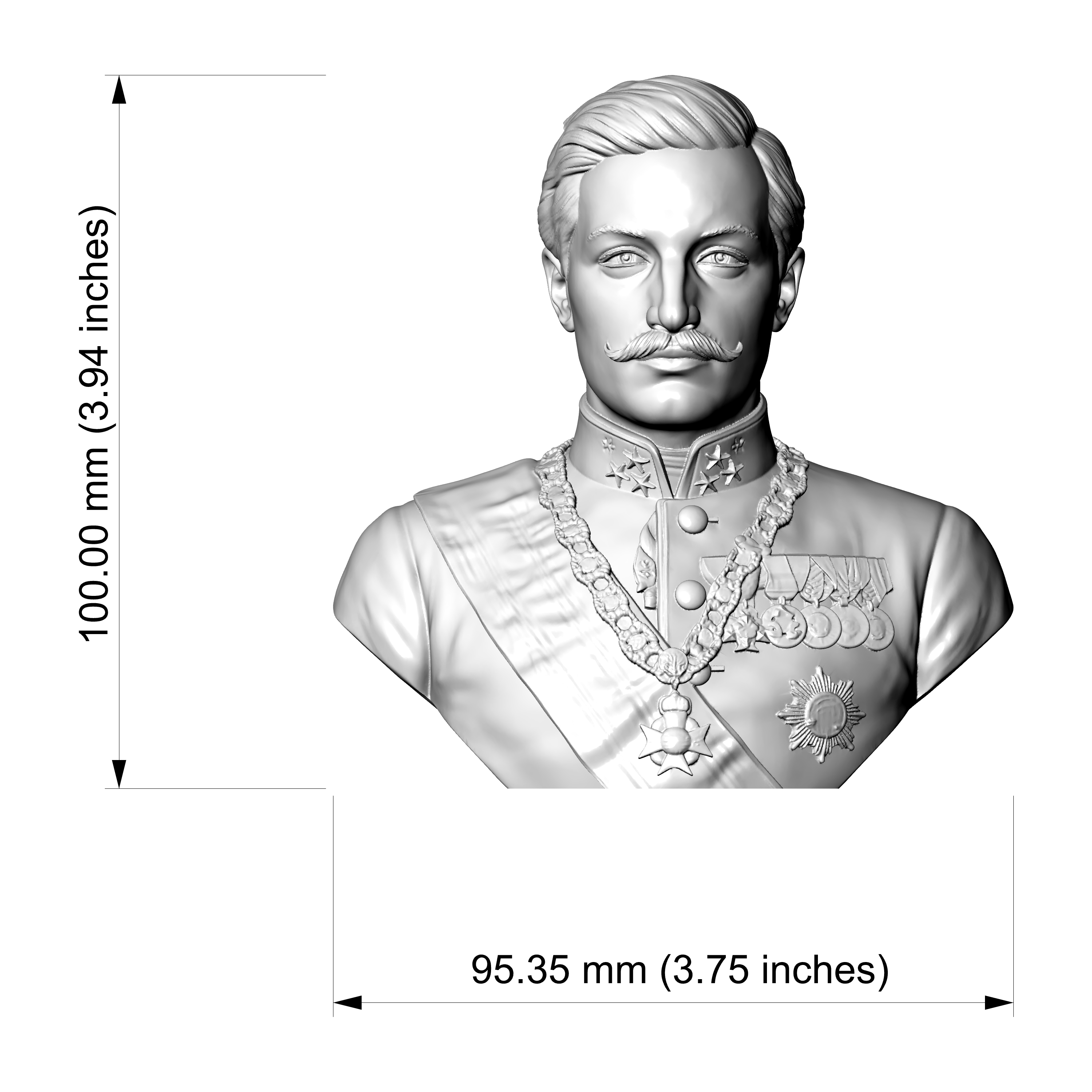 Emperor Wilhelm II of Germany 3D Printable Bust 3D Model