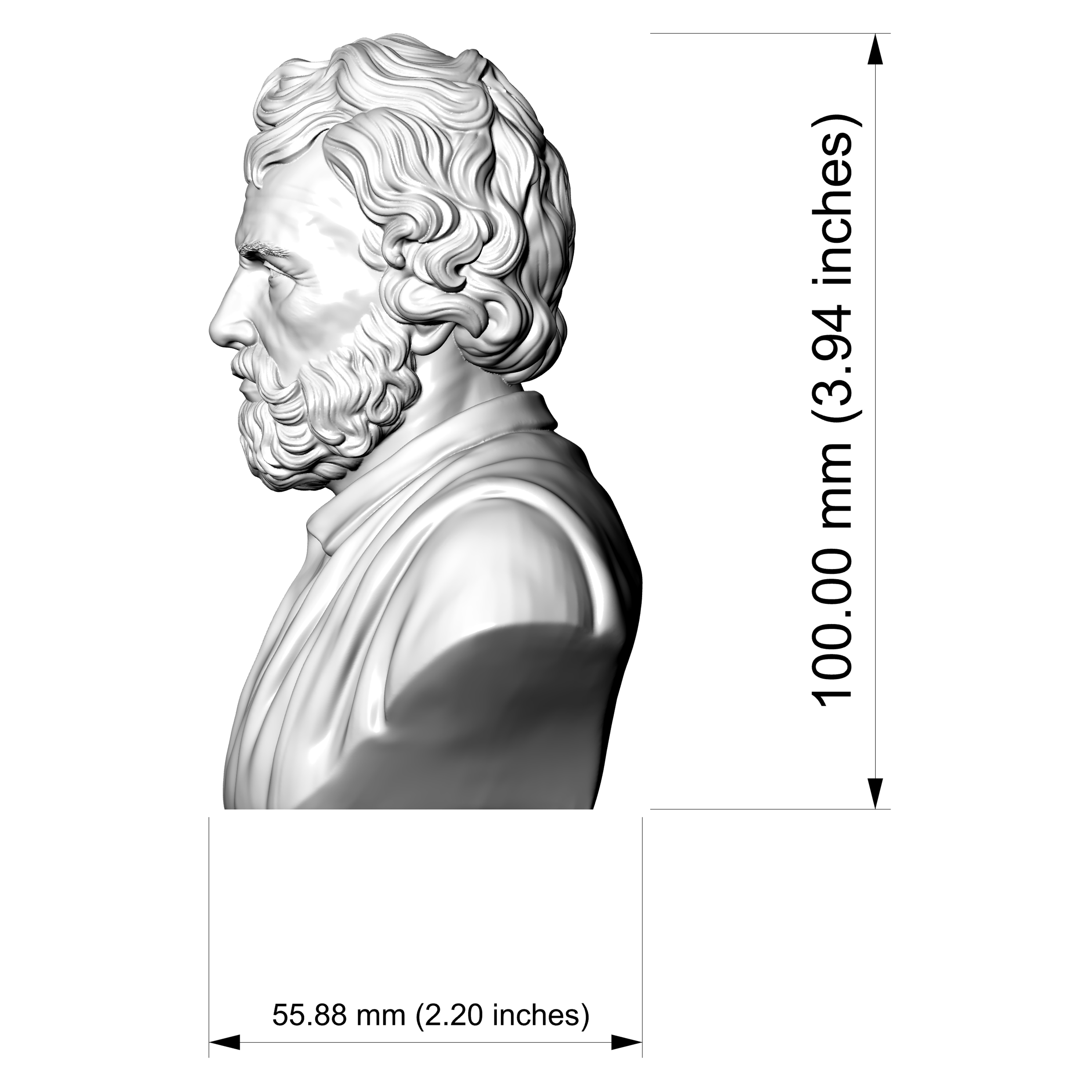 Epictetus Stoic Philosopher Bust 3D Model