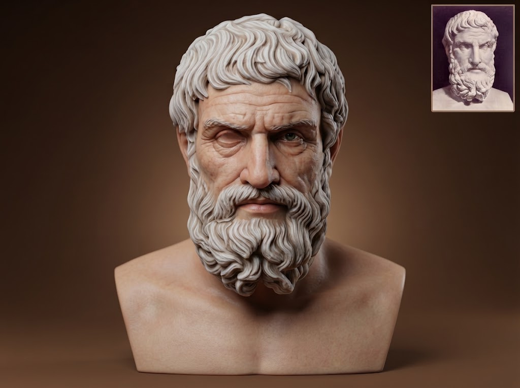 Epicurus Hellenistic Philosopher Bust 3D Model
