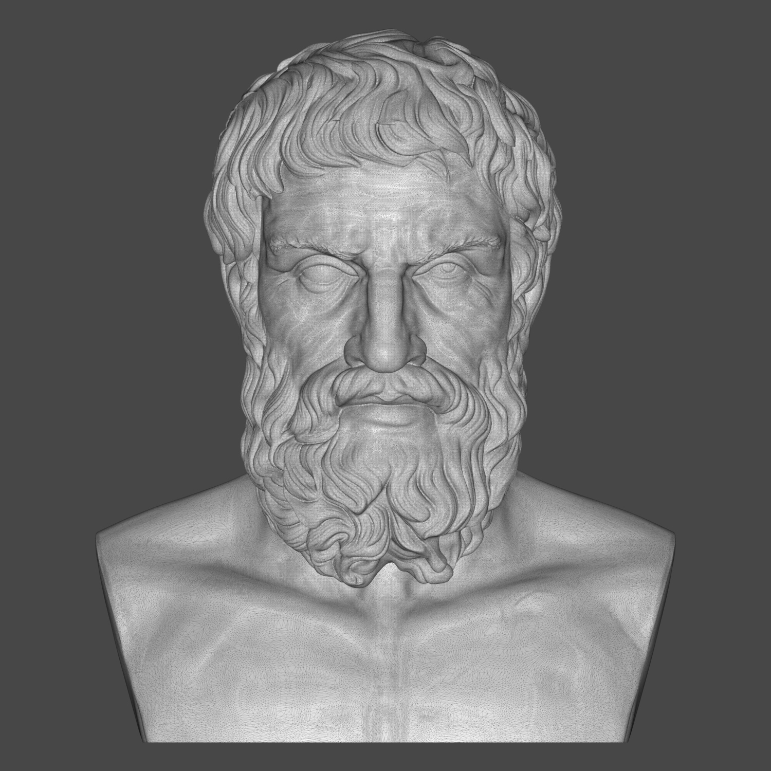 Epicurus Hellenistic Philosopher Bust 3D Model