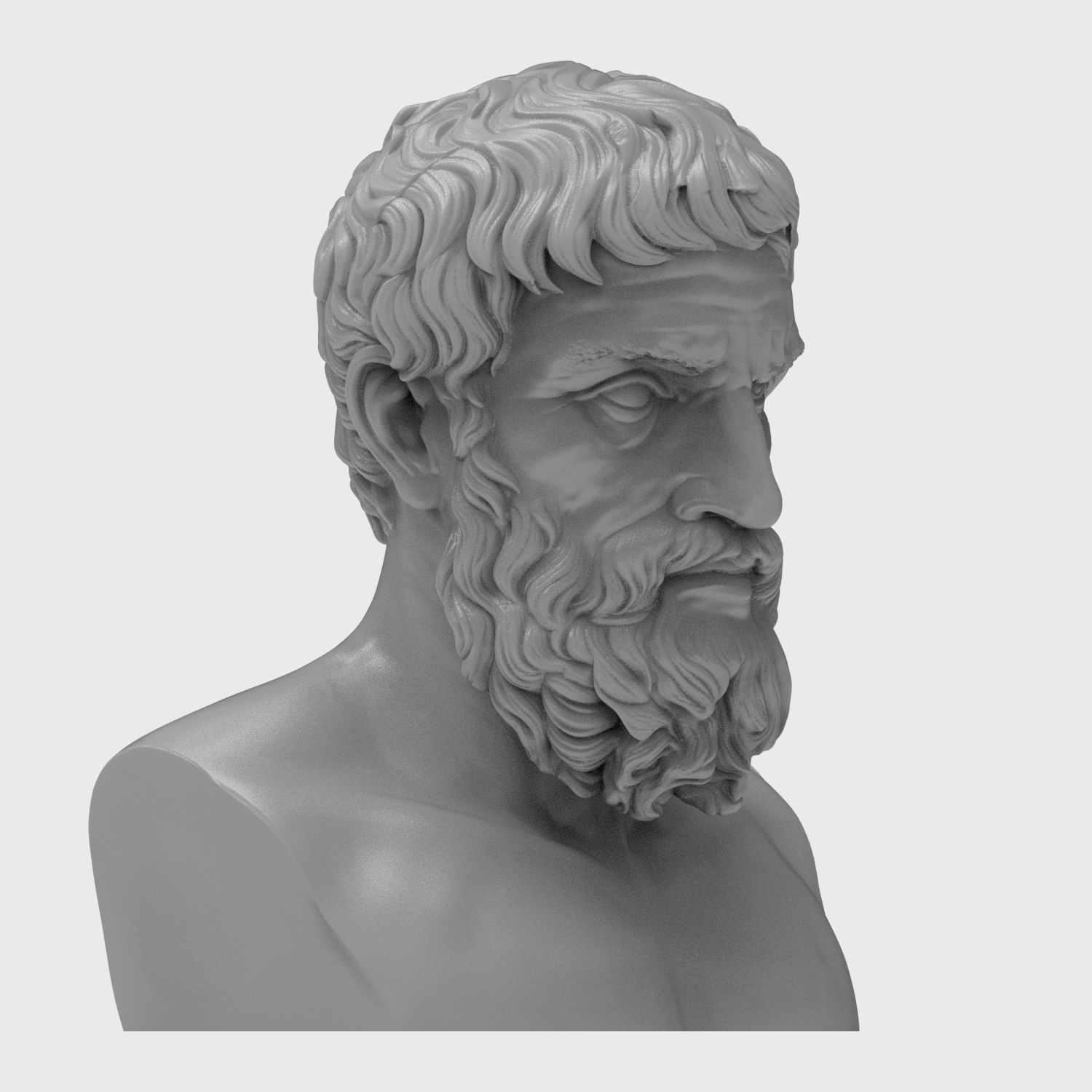 Epicurus Hellenistic Philosopher Bust 3D Model