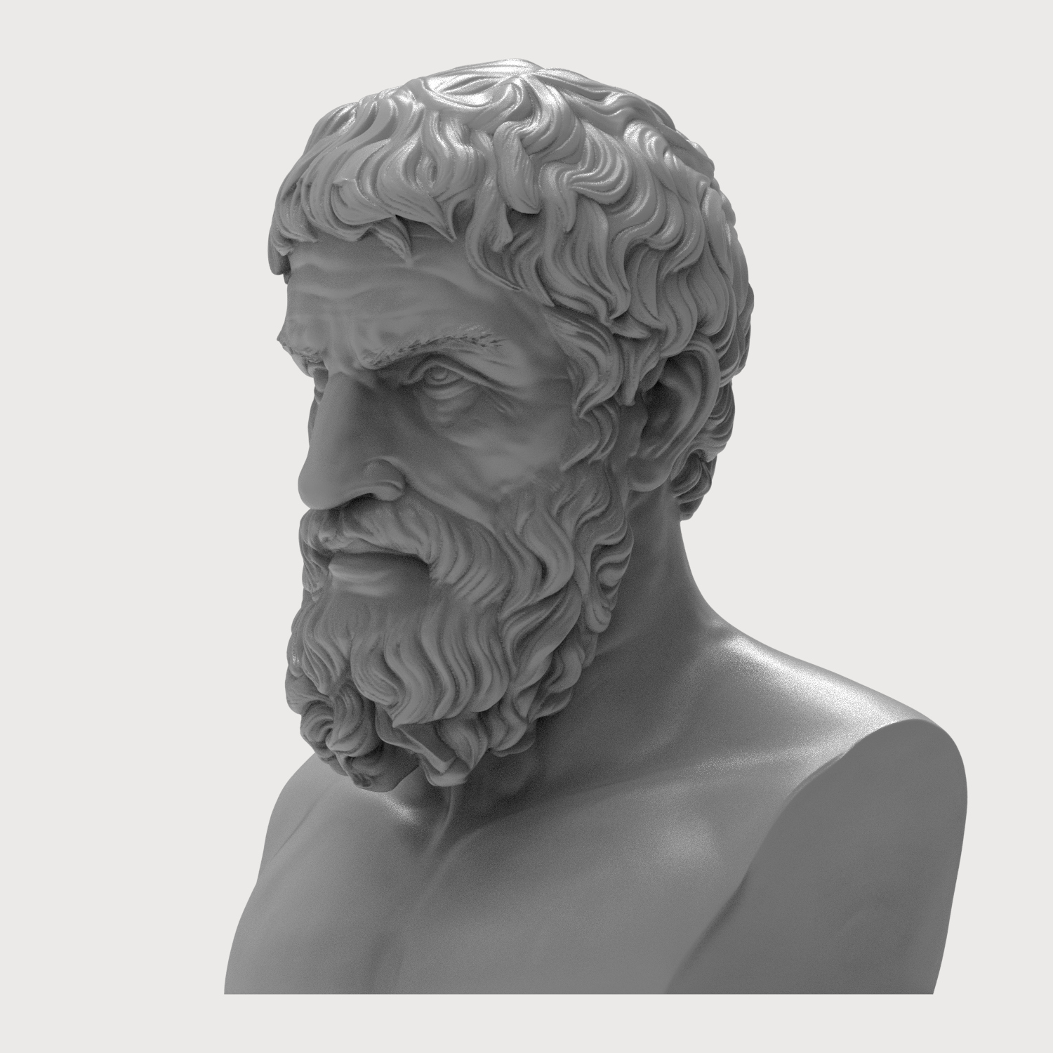 Epicurus Hellenistic Philosopher Bust 3D Model